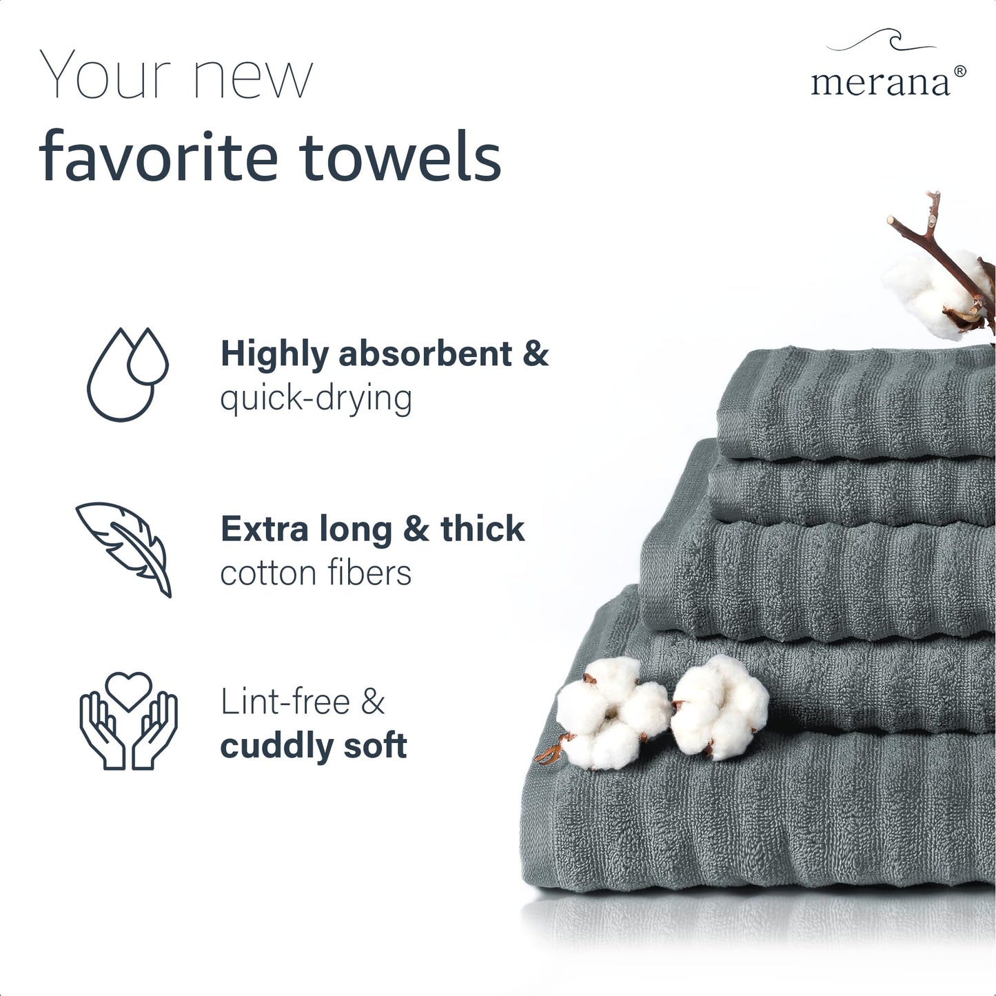 Merana OSLO towel set | quick-drying, soft & lint-free | terry luxury quality | 100% cotton terry | OEKO-TEX | 590 GSM | gift set | Dark gray