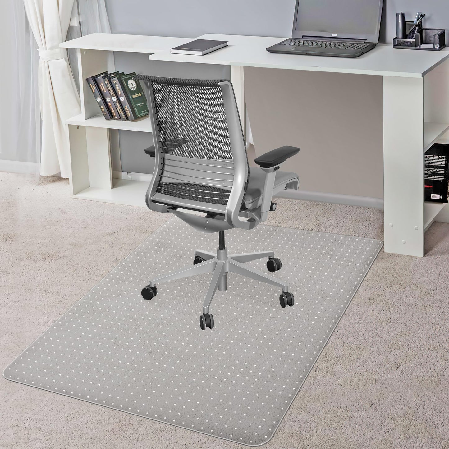 BesWin Office Chair Mat for Carpet, 76.2 x 122cm Transparent Plastic Carpet Protector for Low Pile Carpets