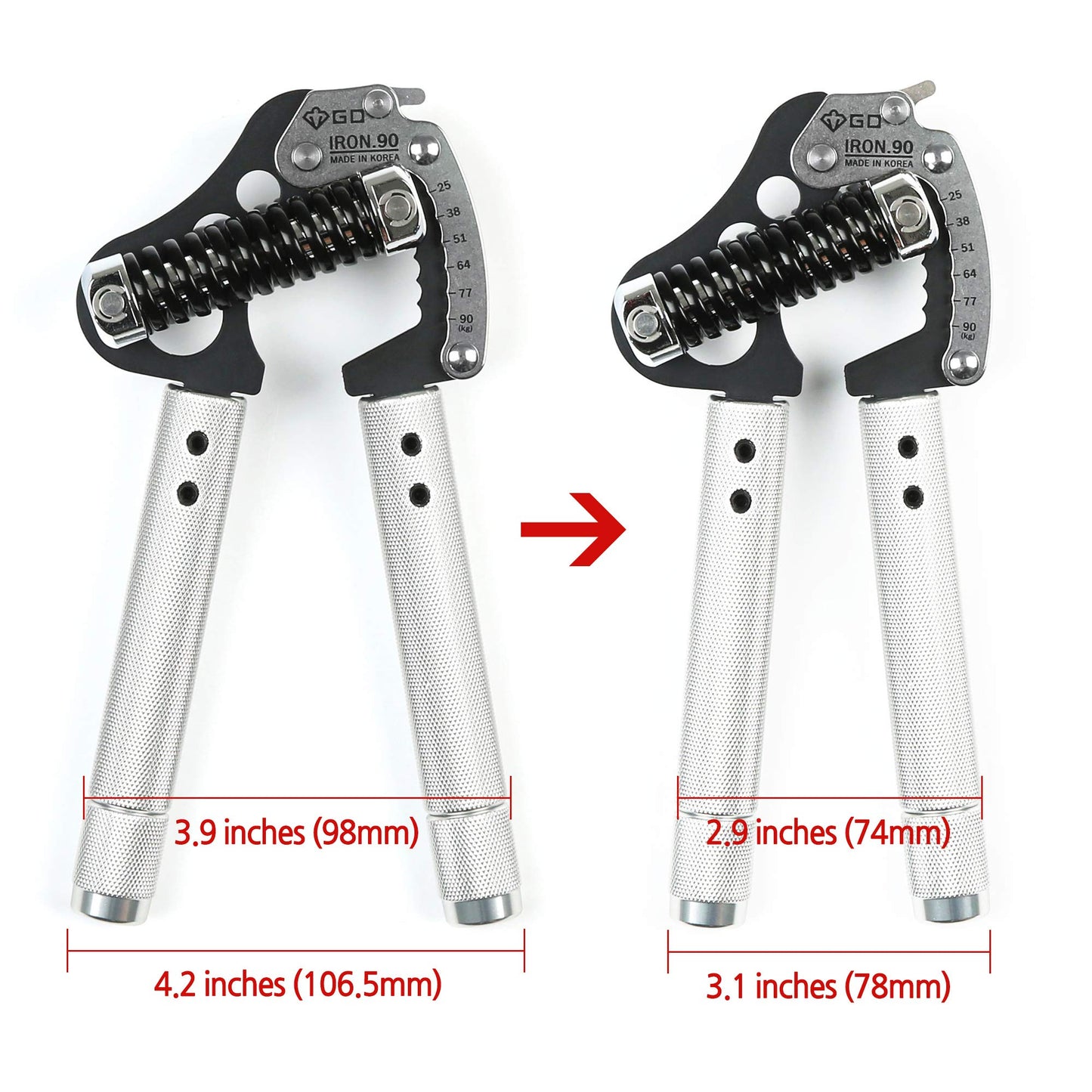 GD Iron Grip EXT 90 Hand Grip Strengthener Adjustable Hand Gripper (25 to 90kg) Hand Strength Trainer for Forearms, Wrist strengtheners Wrist Training