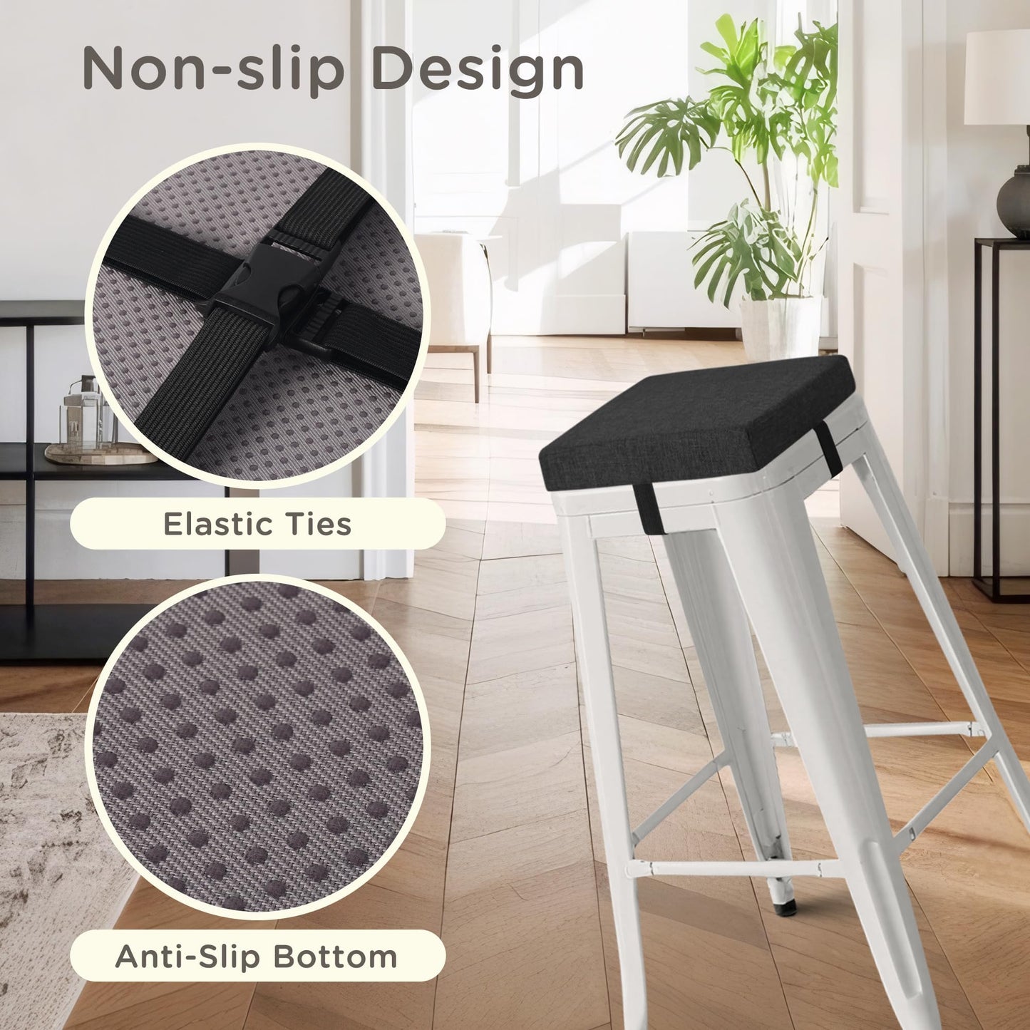 MineCozy Bar Stool Cushions Square 12" x 12" 1 Piece Black
