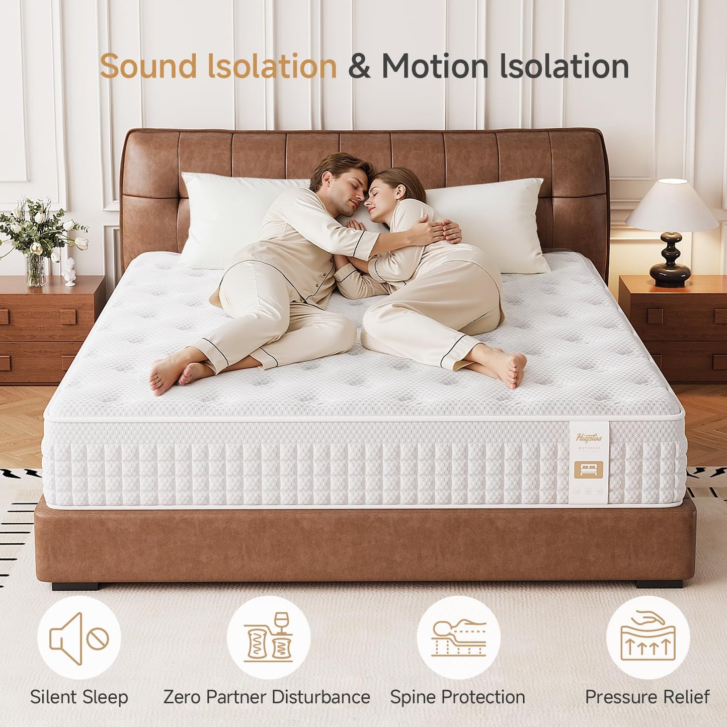 King size Mattress,5FT Orthopaedic Medium-Firm King Mattress,11.02 Inch Foam and Pocket Springs Rolled & Compressed,Comfort-Pressure Relief for