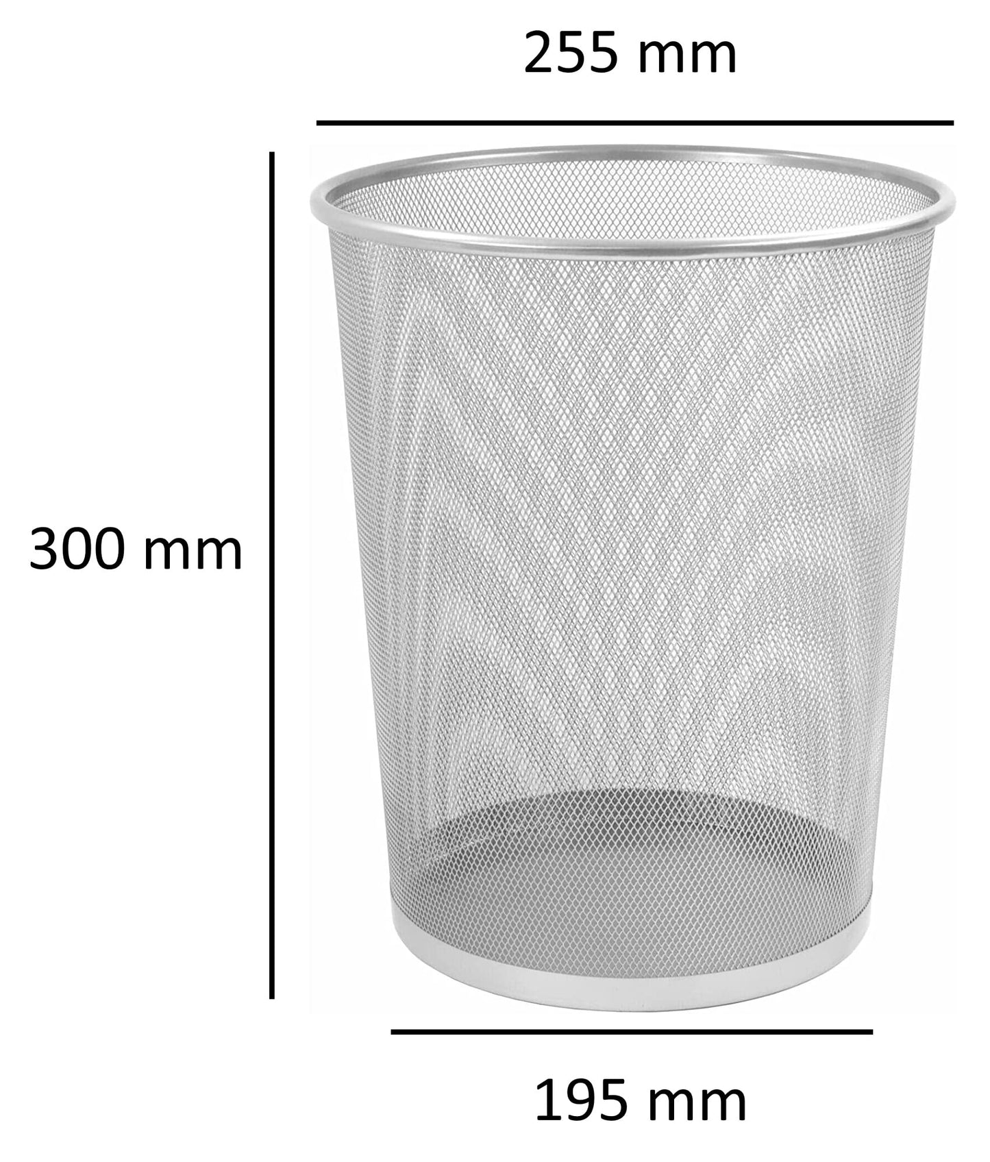 Osco Silver Wiremesh Waste Bin | Round | Metal | Height - 30 cm | Diameter - 25 cm | Circular Trash Can | Waste Paper Basket | Recycling Container