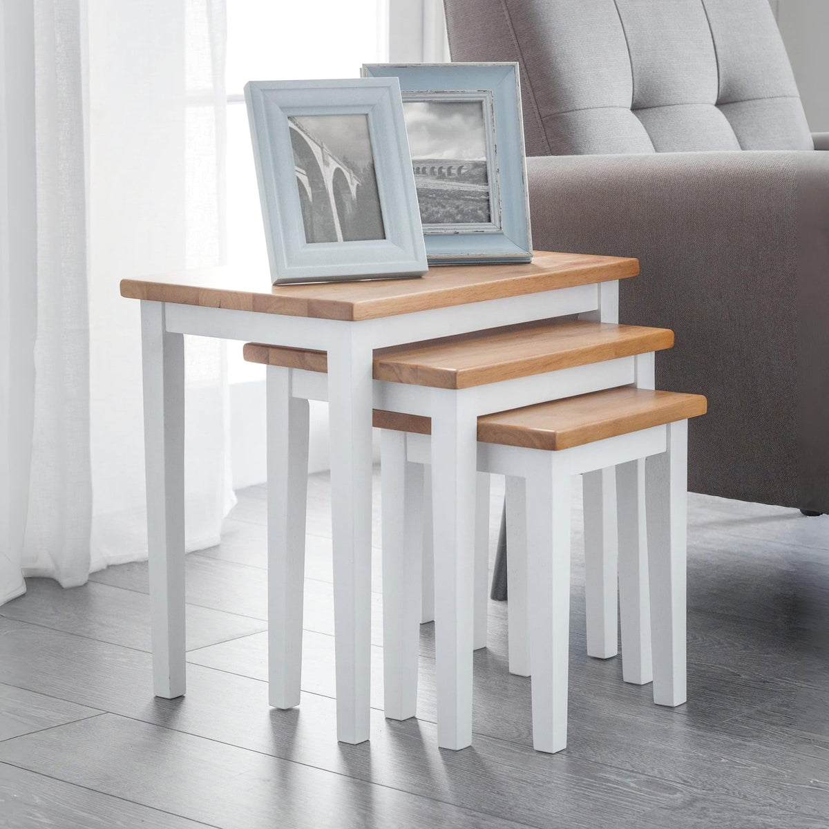 Julian Bowen Cleo Nest of Tables, White/Oak
