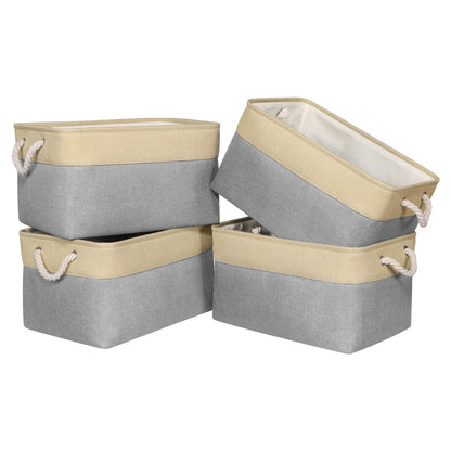 Univivi Canvas Storage Boxes, 43 x 30 x 25cm Extra Large Fabric Storage Baskets for Shelves with Rope Handles, Foldable Storage Box for Kallax Unit