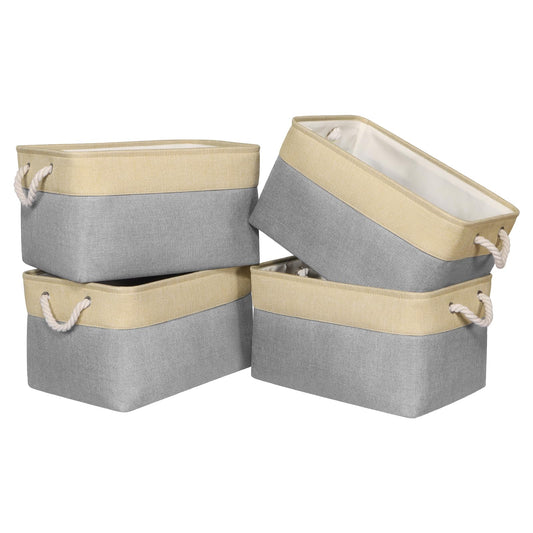 Univivi Canvas Storage Boxes, 43 x 30 x 25cm Extra Large Fabric Storage Baskets for Shelves with Rope Handles, Foldable Storage Box for Kallax Unit
