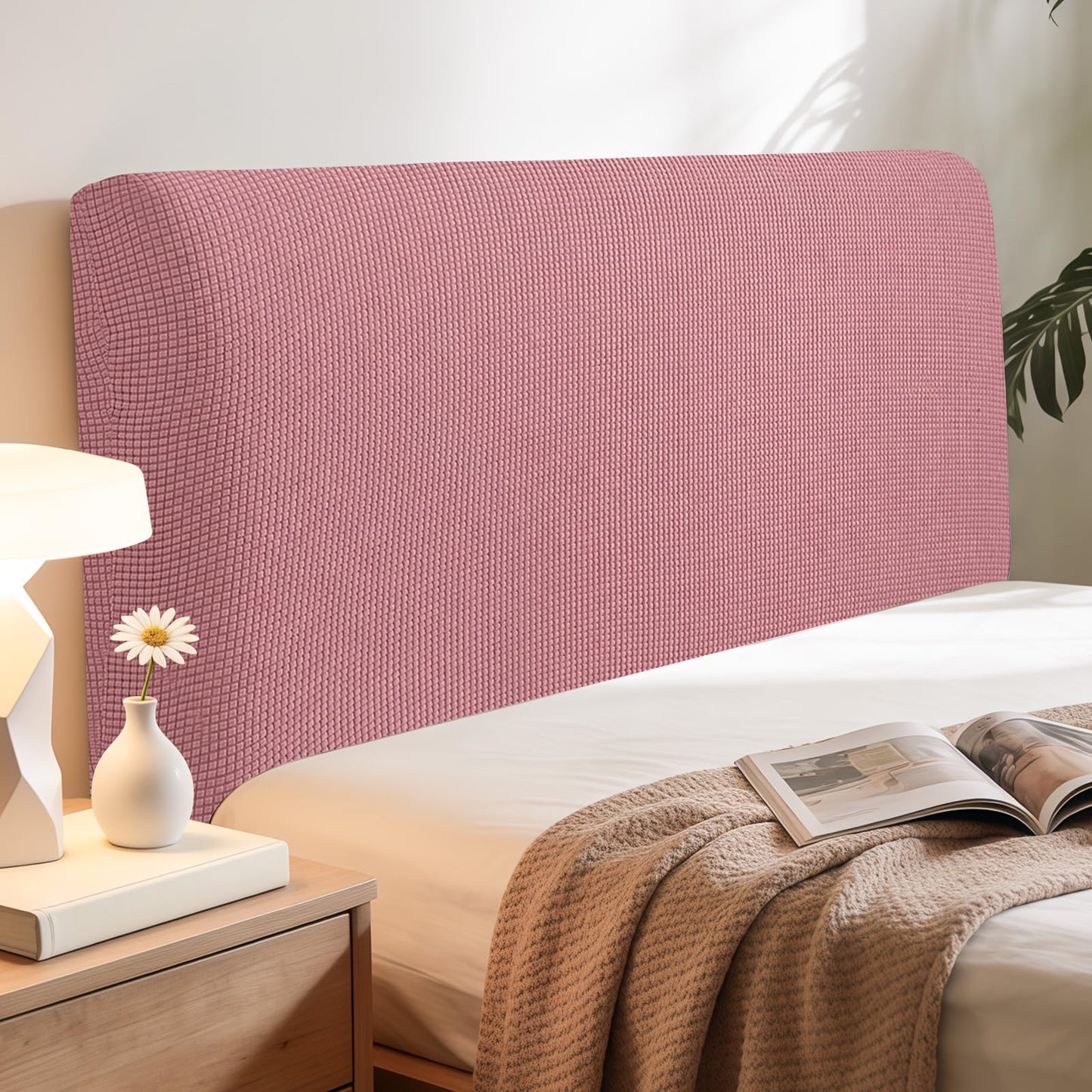 Niuoppy Bed Headboard Cover Fully Wrapped, Stretch Head Board Covers for Single Bed, Beds Headboard Protector Dustproof and Cat Scratch-proof