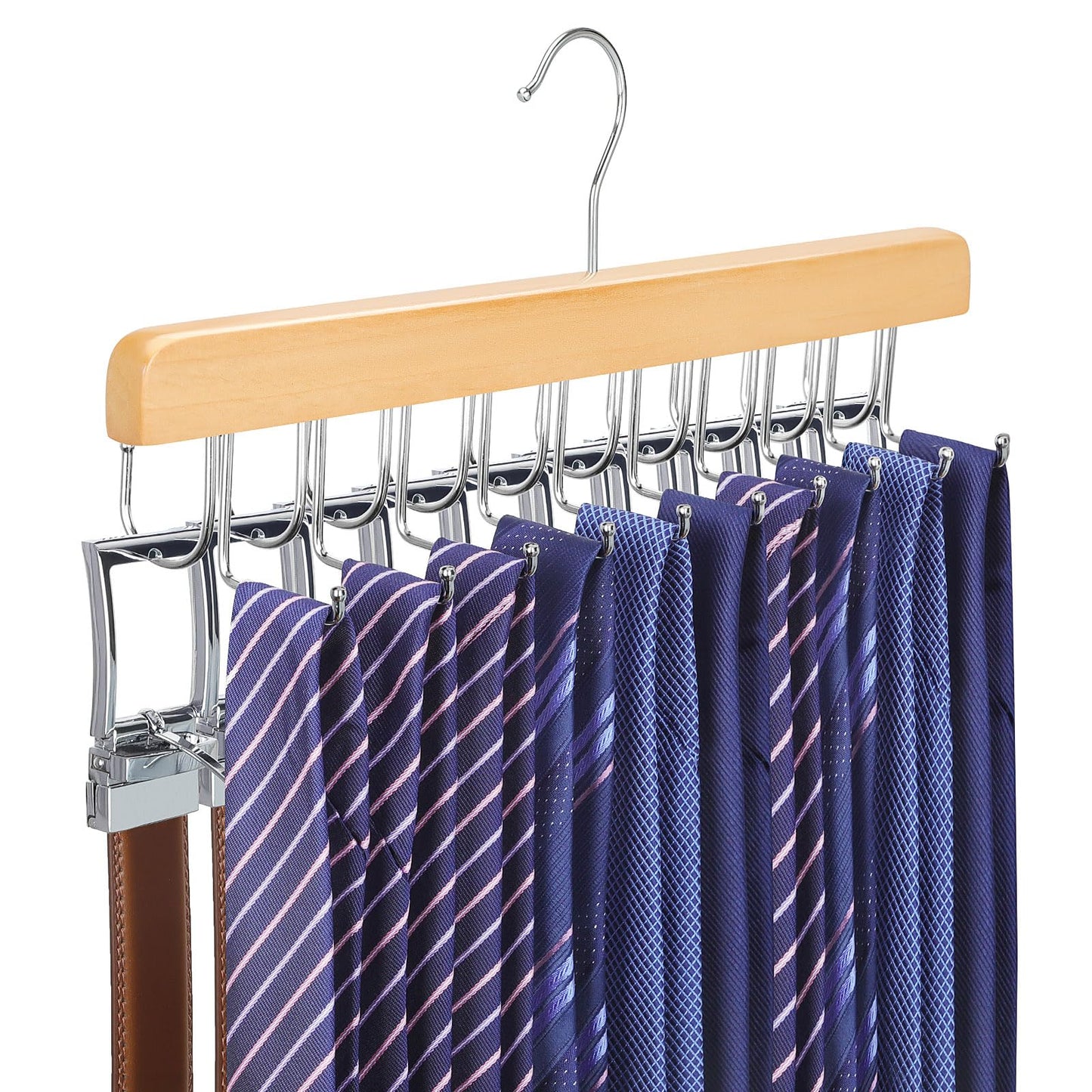TOPIA HANGER 2 in 1 Belt Tie Hanger for Closet Max 30 Belts with 30 Ties Capacity