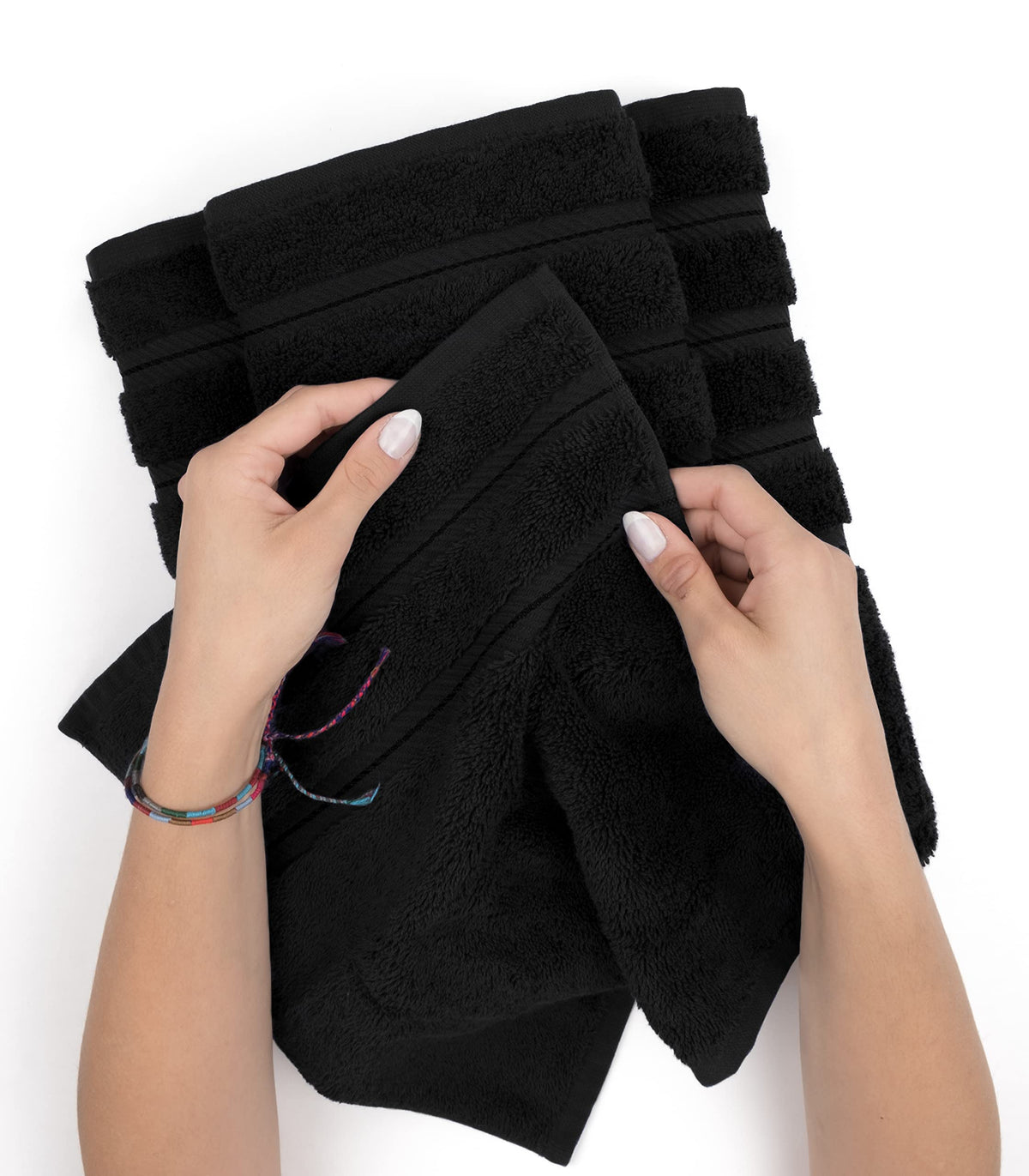 American Soft Linen Premium 3 Piece Towel Set, 1 Bath Towel 1 Hand Towel 1 Washcloth, 100% Cotton Turkish Towels for Bathroom, Black Towel Set