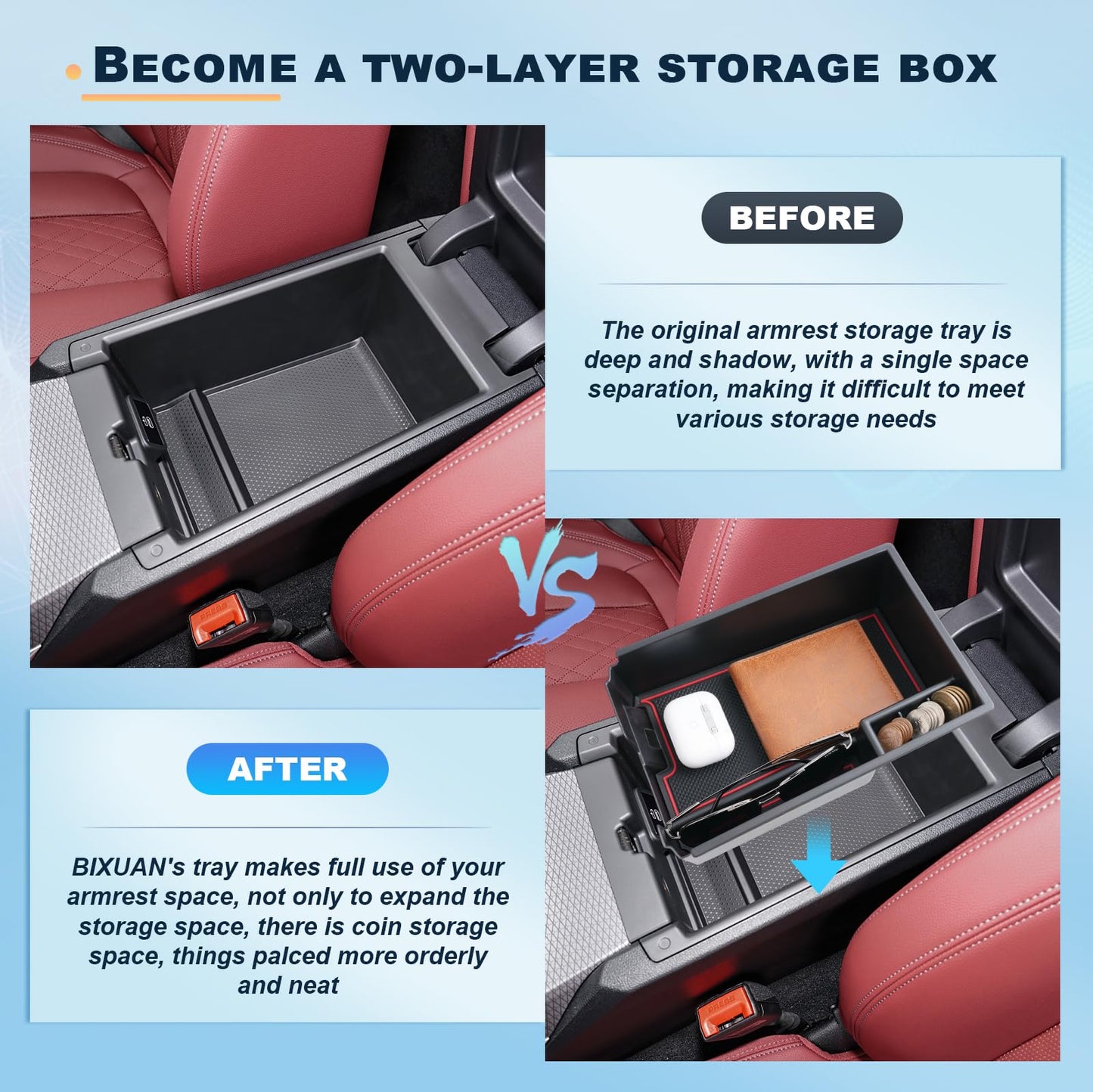 BIXUAN Compatible with BMW 3 Series (G20) G21 G28 2019-2024 4 Series (G22/G23/G26) i3 i4 Centre Console Storage Box Non-Slip Mat Storage Compartment