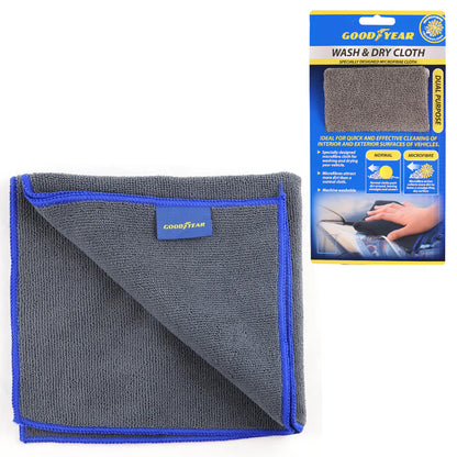 Goodyear Microfibre Wash and Dry Cloth Large Specially designed microfibre cloth for washing and drying your vehicle |Dual purpose |Microfibres