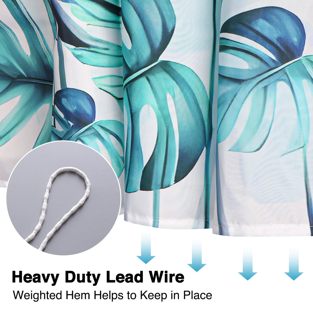 WELTRXE Shower Curtains, Bathroom Shower Curtain with 12 Hooks, Waterproof Polyester Fabric Bathtub Curtain, Weighted Hem, Quick Dry