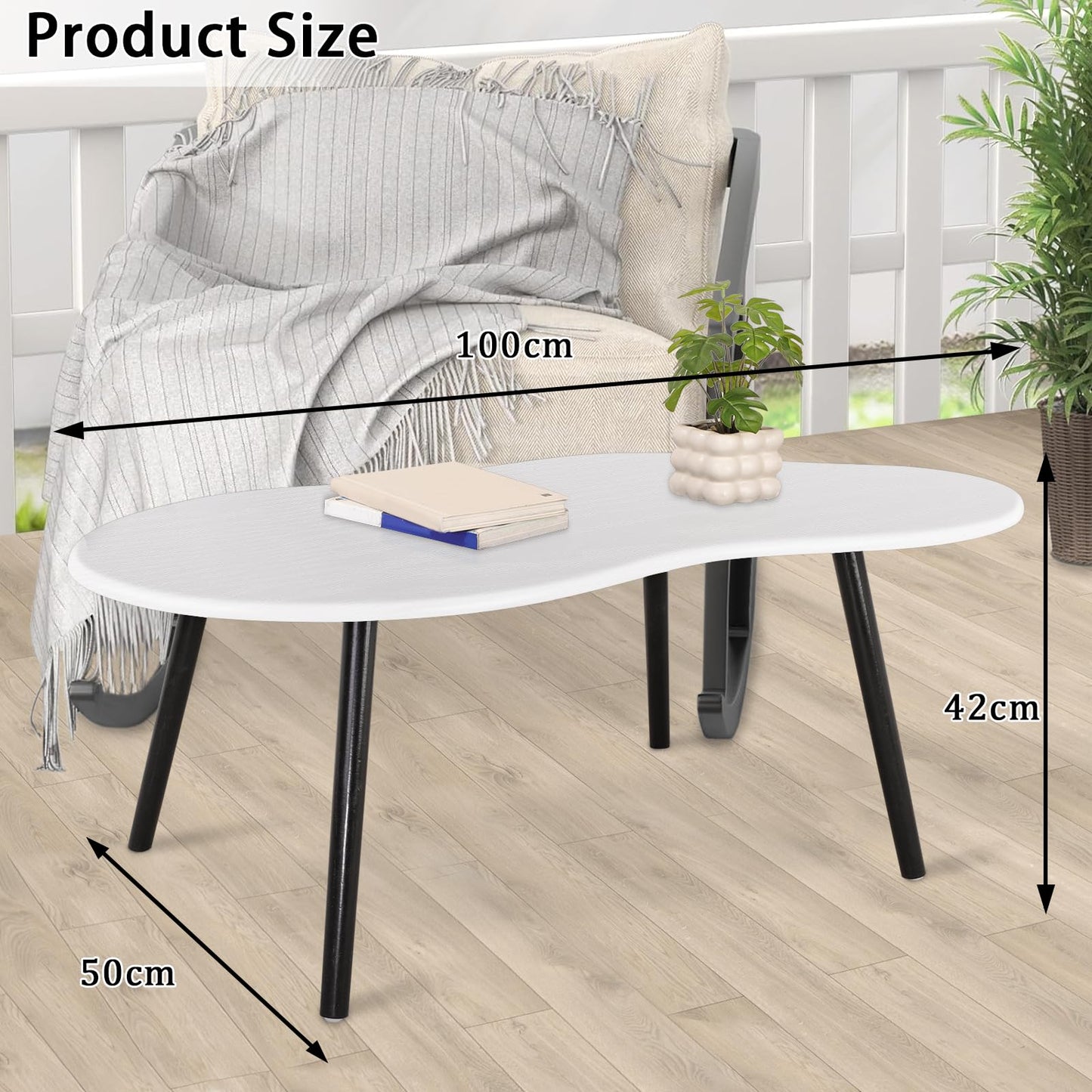 FEUFOAM Modern Coffee Table Cloud White Coffee Tables Irregular Center Table for Living Room Unique Wood Grain Table Top Coffee Table Floor Table for