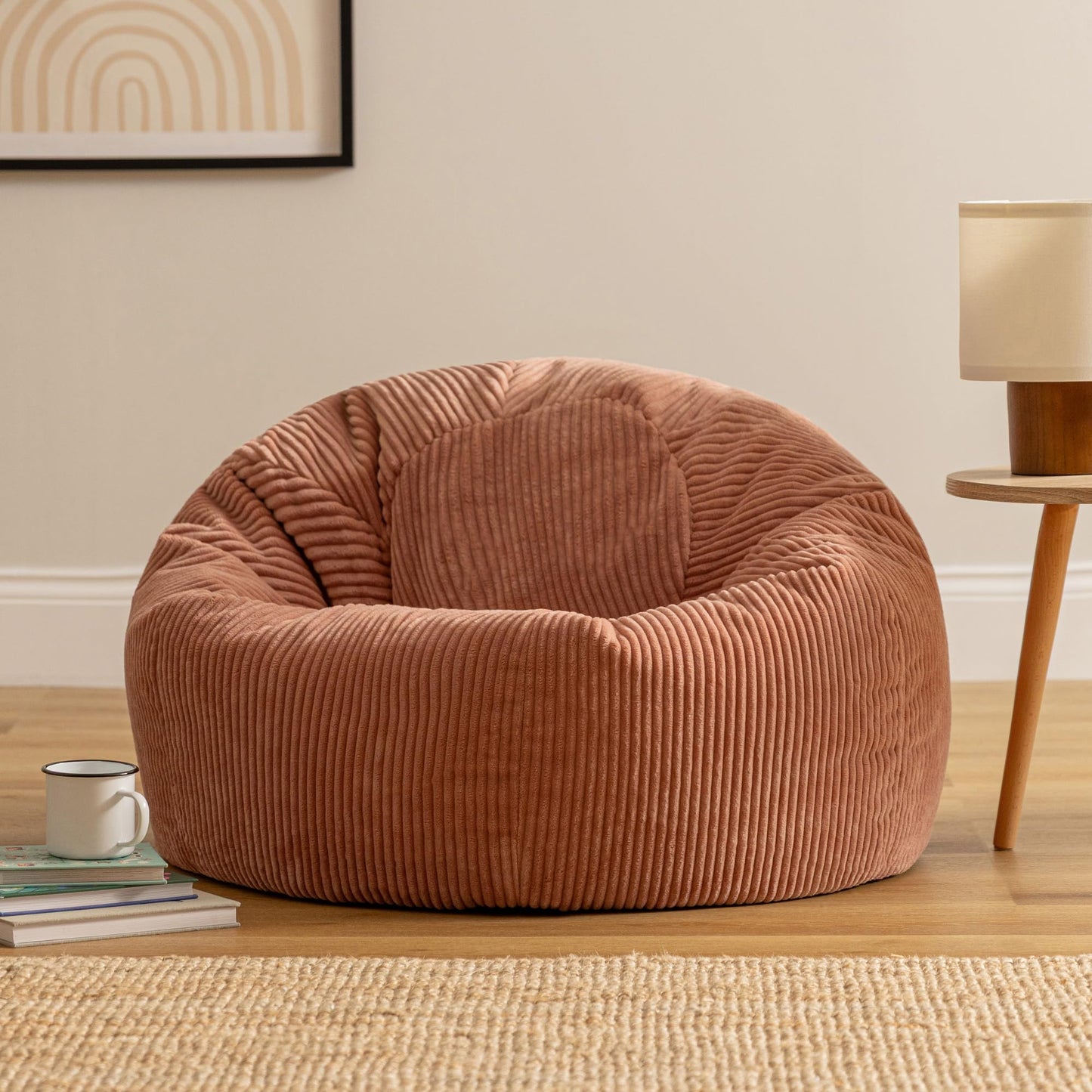 icon Kingston Cord Bean Bag with Filling Included, Set of 2, Pink