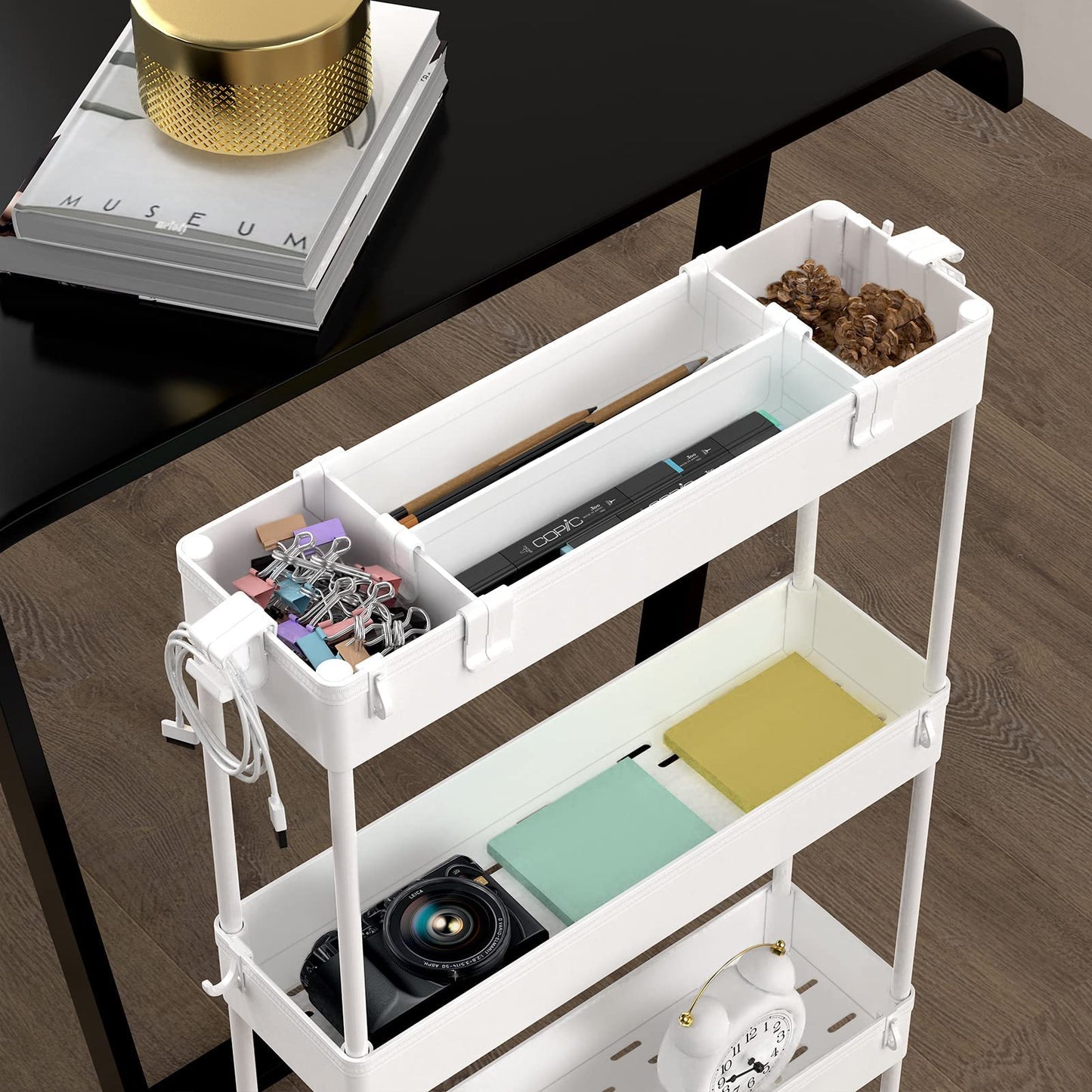 SAKA Slim Storage Cart,4 Tier Bathroom Rolling Utility Cart Storage Organizer Slide Out Cart