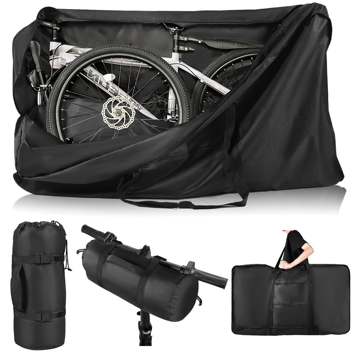 Bike Travel Bag for Airplane?Folding Bike Transport Bag for 26 inch to 29 inch Mountain Bicycle,Heavy Duty 840D MTB Road Bike Travel Bag with Strong