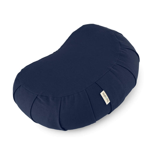 basaho CRESCENT Zafu Meditation Cushion | Organic Cotton | Buckwheat Hulls | Removable Washable Cover (Midnight Blue)