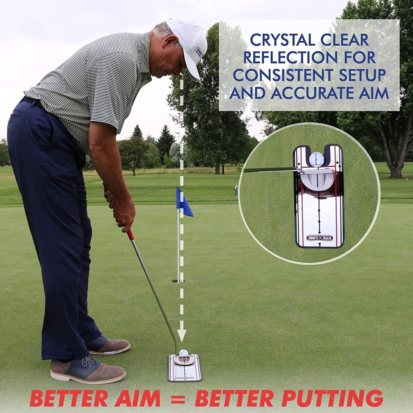 EyeLine Golf Putting Alignment Mirror, Portable Practice Putting Trainer, Mirror Size 12 x 6 Inches, As Seen on PGA Tour, Made in USA. Use Outdoors or