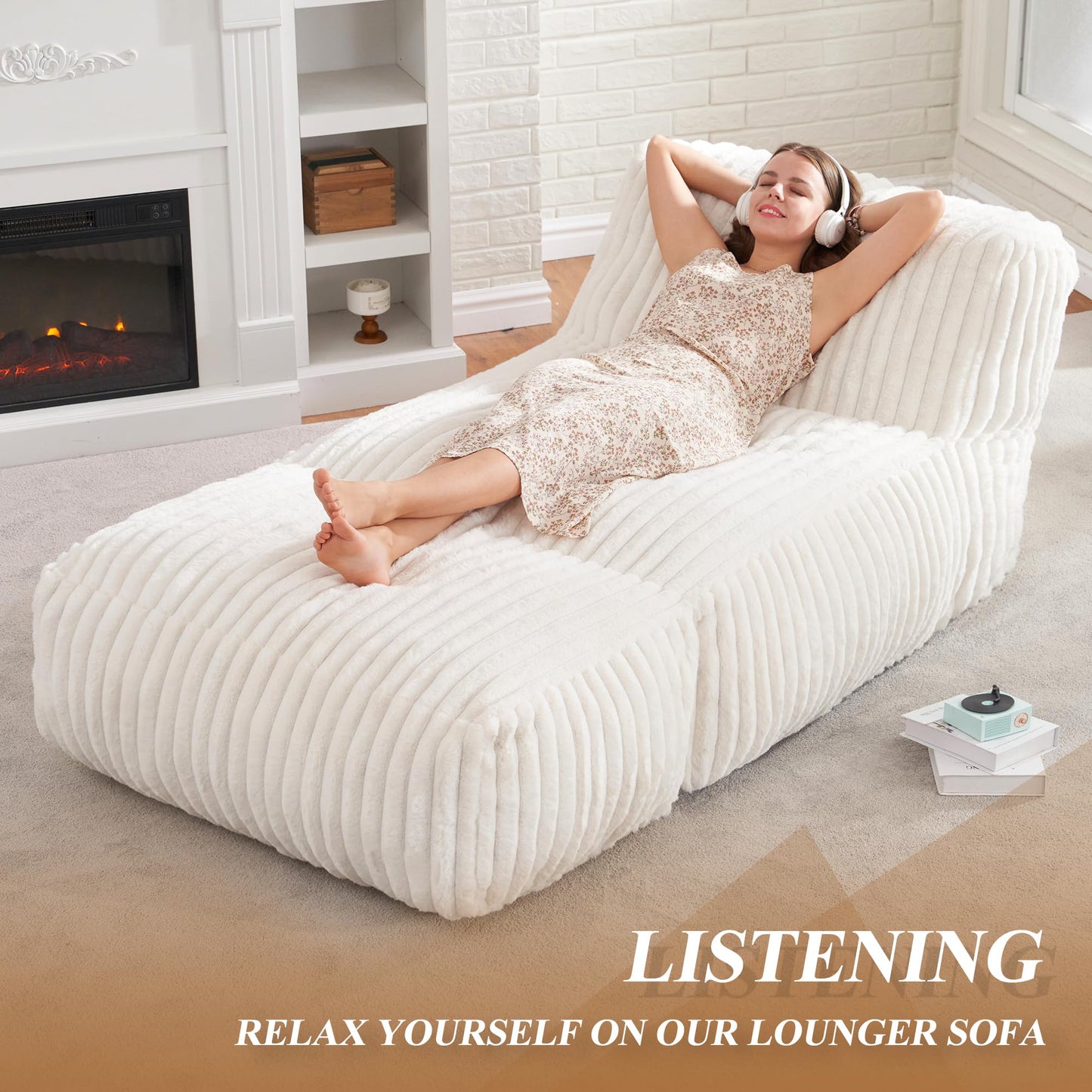 Hobestluk Adult Bean Bag Chairs with Memory Foam Lazy Sofa for Living Room