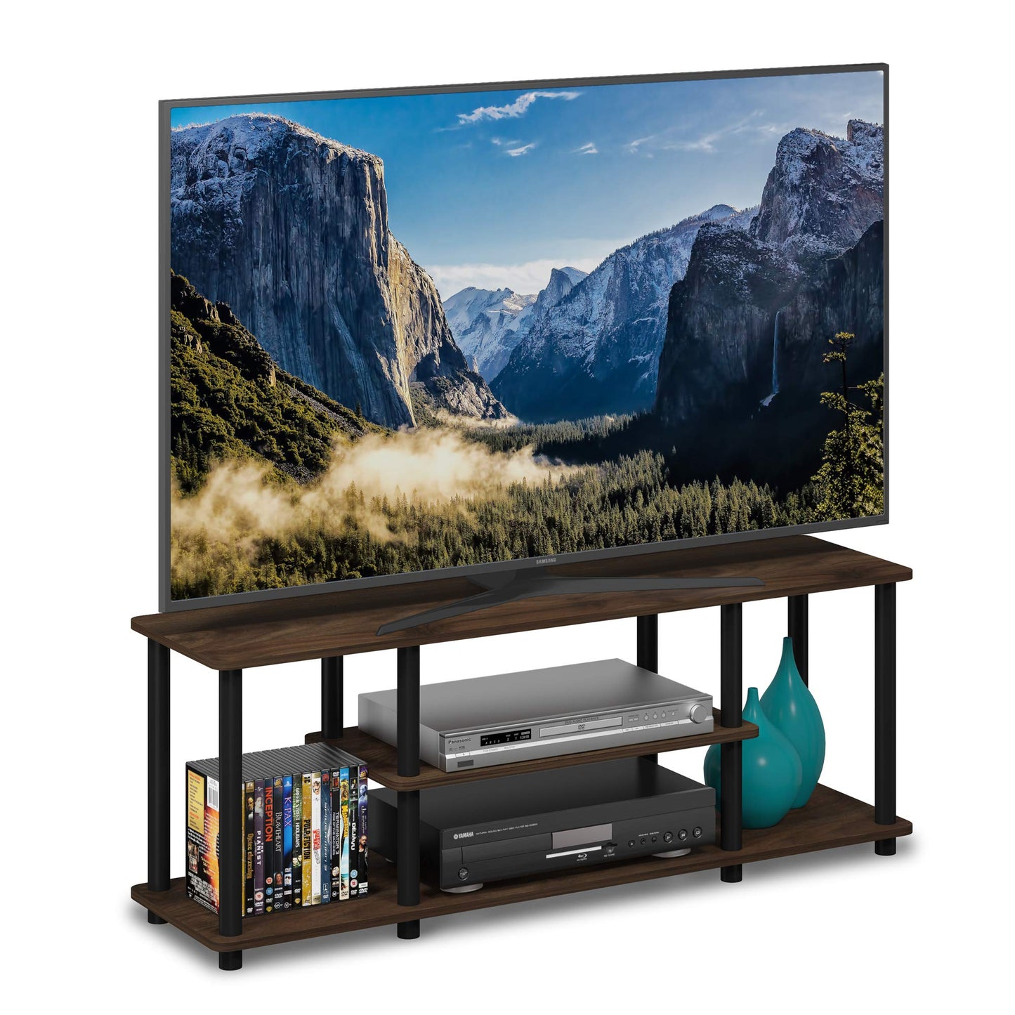 Furinno TURN-N-TUBE TV Stand, 3-Tier Entertainment Center with Open Shelves, TV Console for TV up to 50 Inch, for Living Room, Bedroom, Columbia