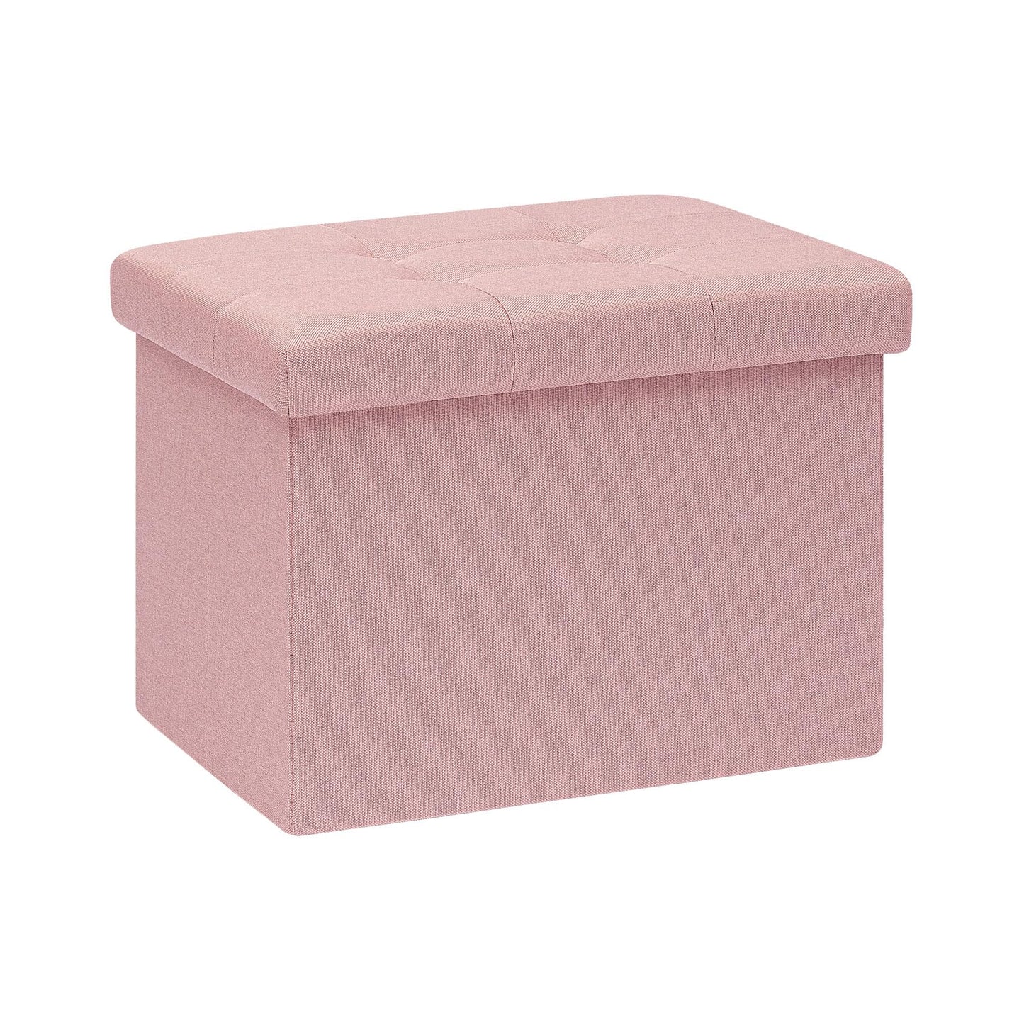 Bonlife Storage Ottoman, Folding Small Foot Rest,Toy Chest Storage Footrest Seat, Footstool for Living Room, Bedroom, Dorm, Fabric,Pink,42x32x32cm