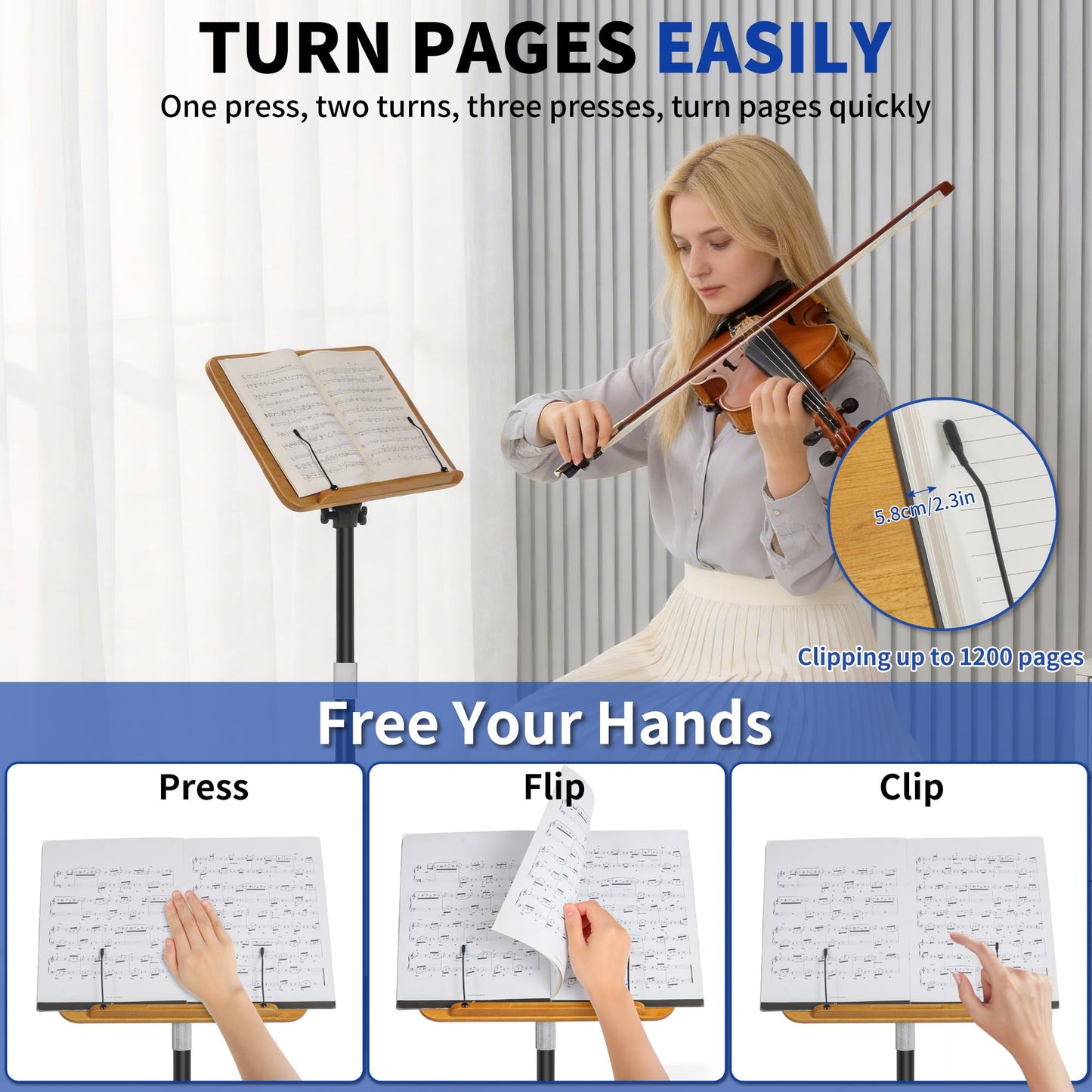 OUUTMEE Height Adjustable 50 to170CM Standing Reading Stand with Foldable