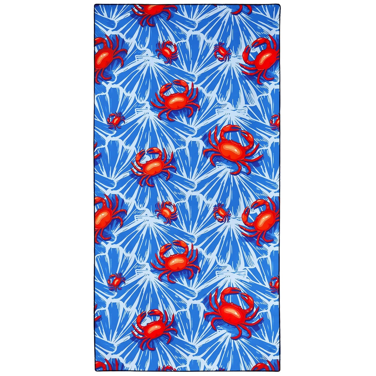 Violetpos Red Crab Print Beach Towel, Extra Large 180x90 cm 250GSM Microfibre, Sand Free Quick Dry