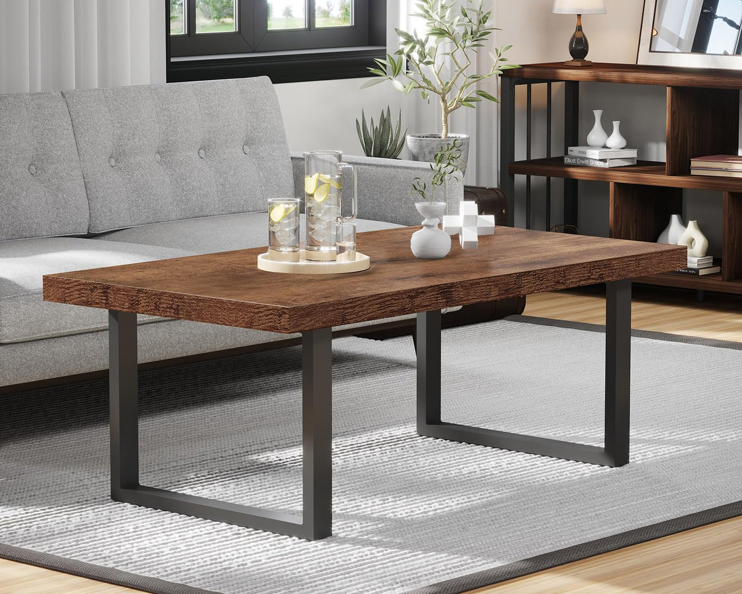 IBF Coffee Table Living Room Wooden Center Coffee Tables 120cm Rustic Brown
