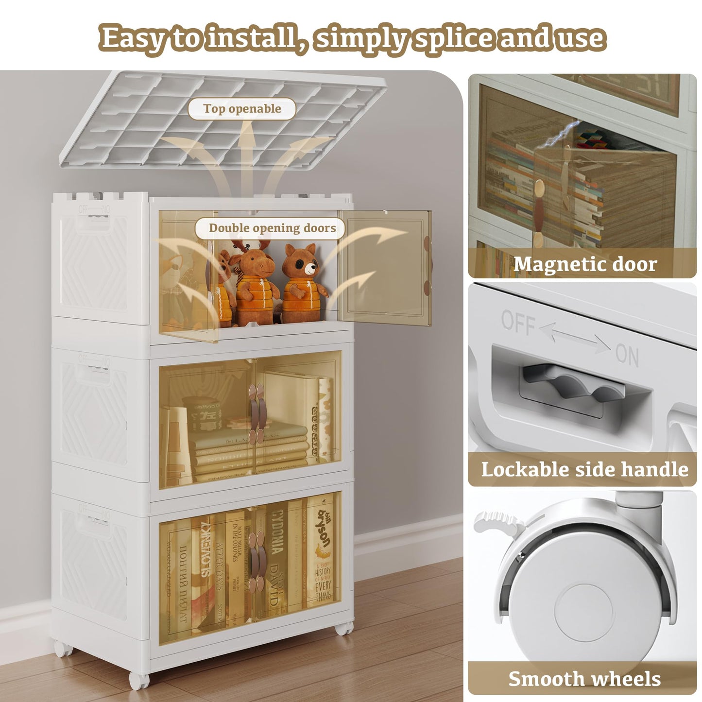 Stackable Plastic Storage Boxes with Lids White Storage Box on Wheels