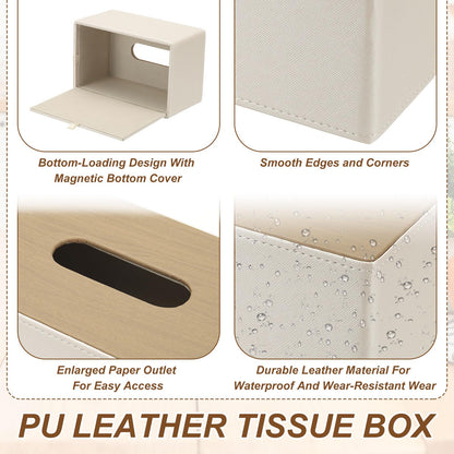 sourcing map Tissue Box Cover, Rectangle Modern Tissue Box Holder with Magnetic Closure for Living Room Bedroom Office Hotel Desk