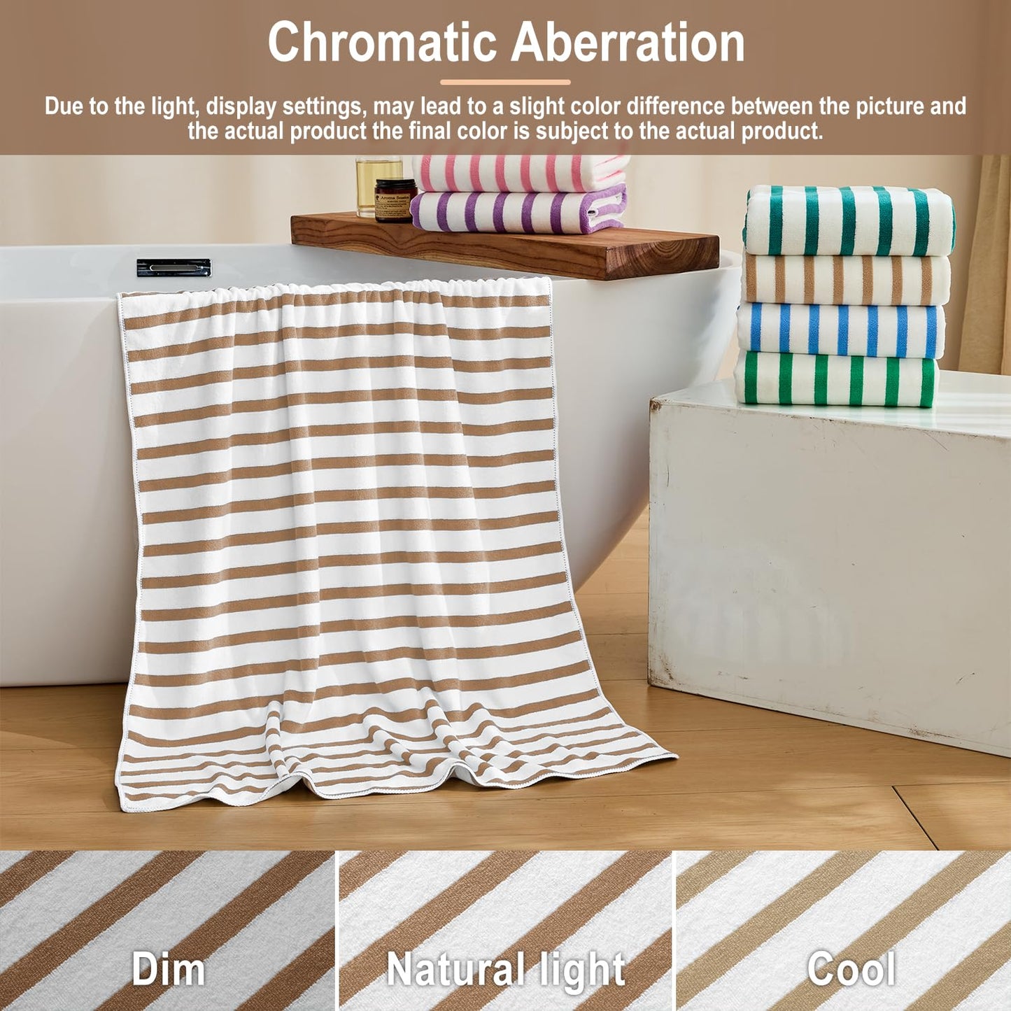JML Microfiber Beach Towels, Quick Drying Towel (2 Pack, 30" x 60") Cabana Stripe Absorbent Bath Towel Set for Travel, Summer, Sport, Swimming, Pool