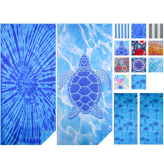 Microfibre Beach Towels for Adults Women Men Extra Large Lightweight Quick Dry Sand Free Travel Towel Double Sided Printing for Swim Sports with Mesh
