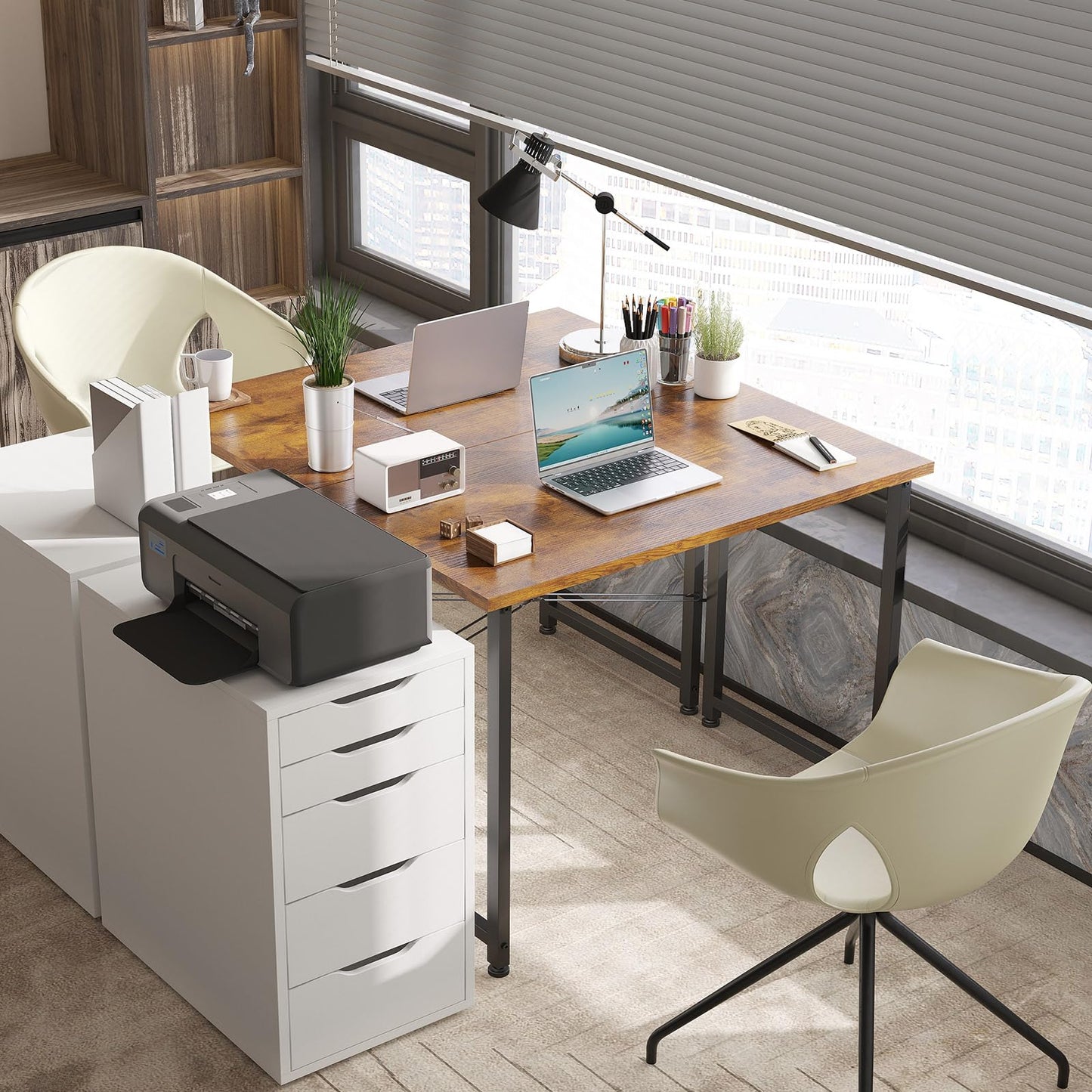 ODK 80x40 cm Desk, Computer Desk for Home Office, Vintage Brown