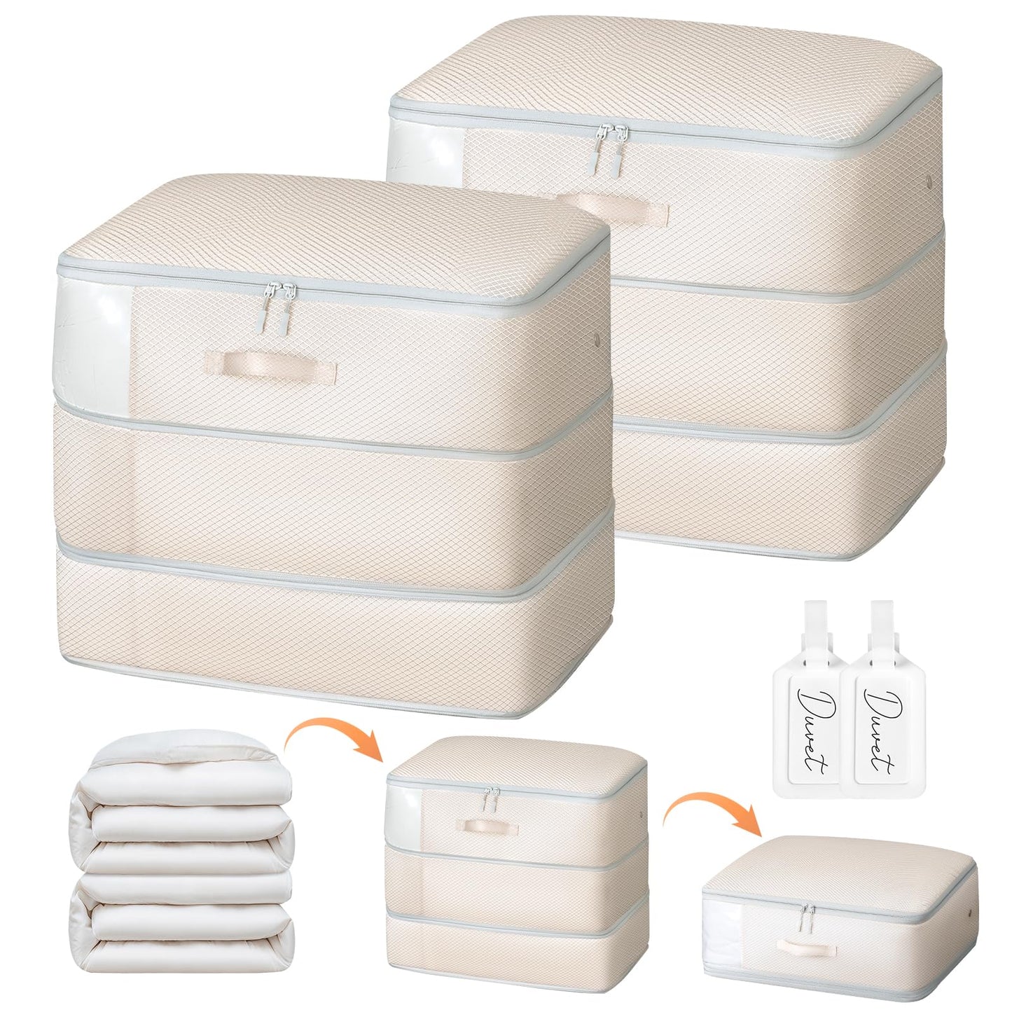 DIMJ 3Layer Space Saver Bags - Ultra Compression Storage Bags for Duvet, Blanket, Compress 110L to 66L