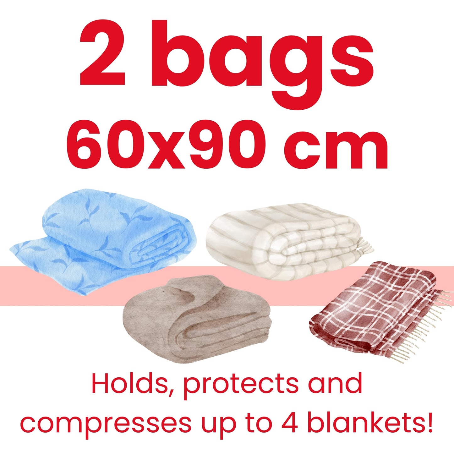 Lavatelli 2 Pack Vacuum Storage Bags 60 x 90 cm (23.6 x 35.4 in) – Space Saver Compression Bags for Clothes, Blankets & Duvets – Anti-Mildew