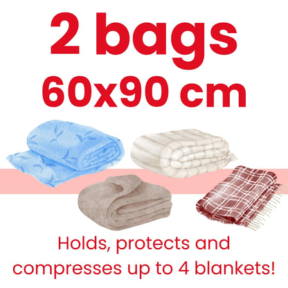 Lavatelli 2 Pack Vacuum Storage Bags 60 x 90 cm 23.6 x 35.4 in – Space Saver Compression Bags for Clothes, Blankets & Duvets – Anti-Mildew
