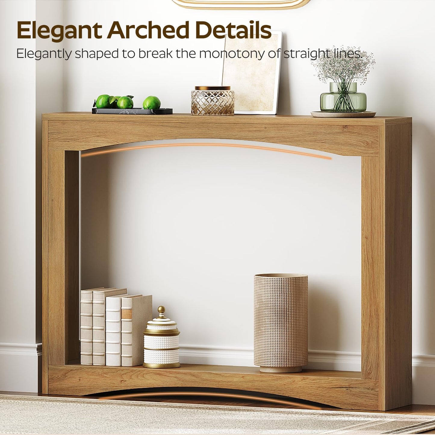 YATINEY Narrow Console Table, 15 cm Thin Entryway Table, Behind Couch Table for Small Spaces, Small Farmhouse Hallway Table, for Living Room, Hallway