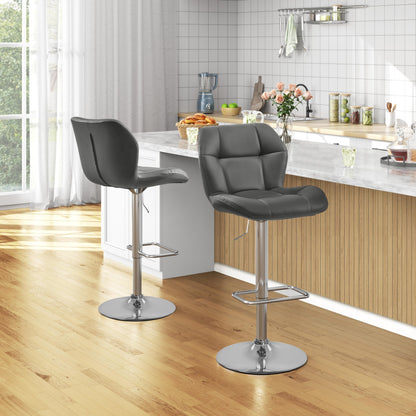 Yaheetech Set of 2 Adjustable Swivel Bar Stools w/Backrest, Grey