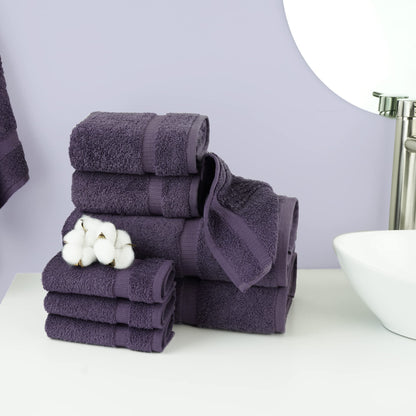 Chakir Turkish Linens | Hotel & Spa Quality 100% Cotton Premium Turkish Towels | Soft & Absorbent 8-Piece Towel Sets, Plum