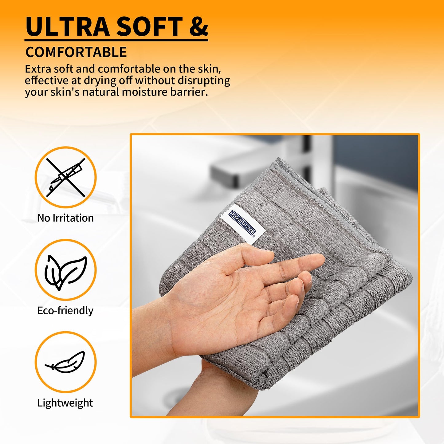 HOMERHYME Hand Towels, 12 Pack 25''*15'' Microfiber Bathroom Hand Towels, Grey All-Purpose Quick Dry Lint Free Soft Absorbent Bulk Checkered