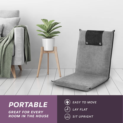 bonVIVO EASY II Comfortable Folding Chair, Portable Fold-Up Chair with Back Support, Floor Sofa & Lounge Chair for Relaxing, Ideal Meditation Chair &