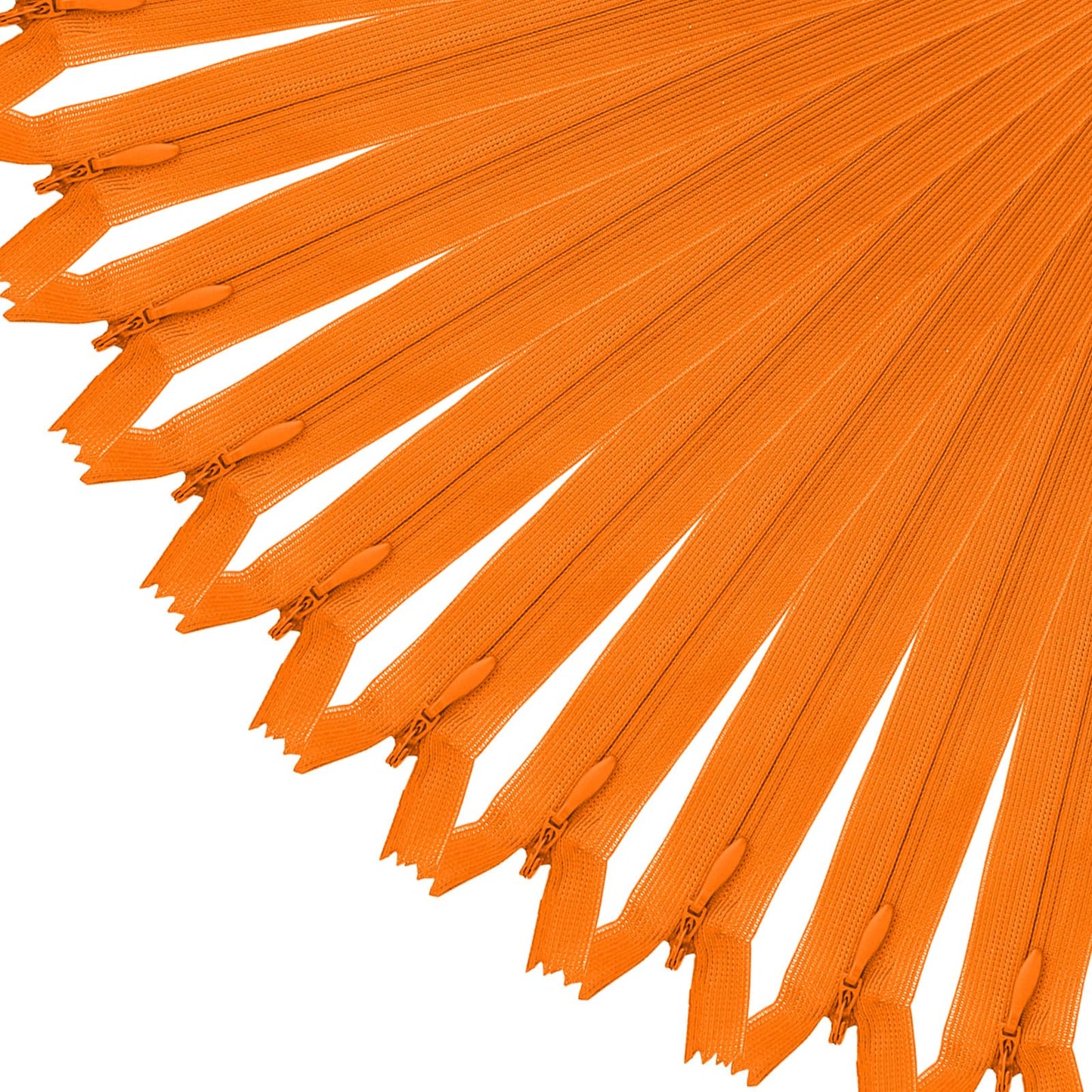 MARARDI Pack of 10 Invisible Zippers [Dark Orange] Nylon [50 cm] Sewing Clothes, Bags, Ribbon, Cotton, Leather, Plastic for Sewing Machine