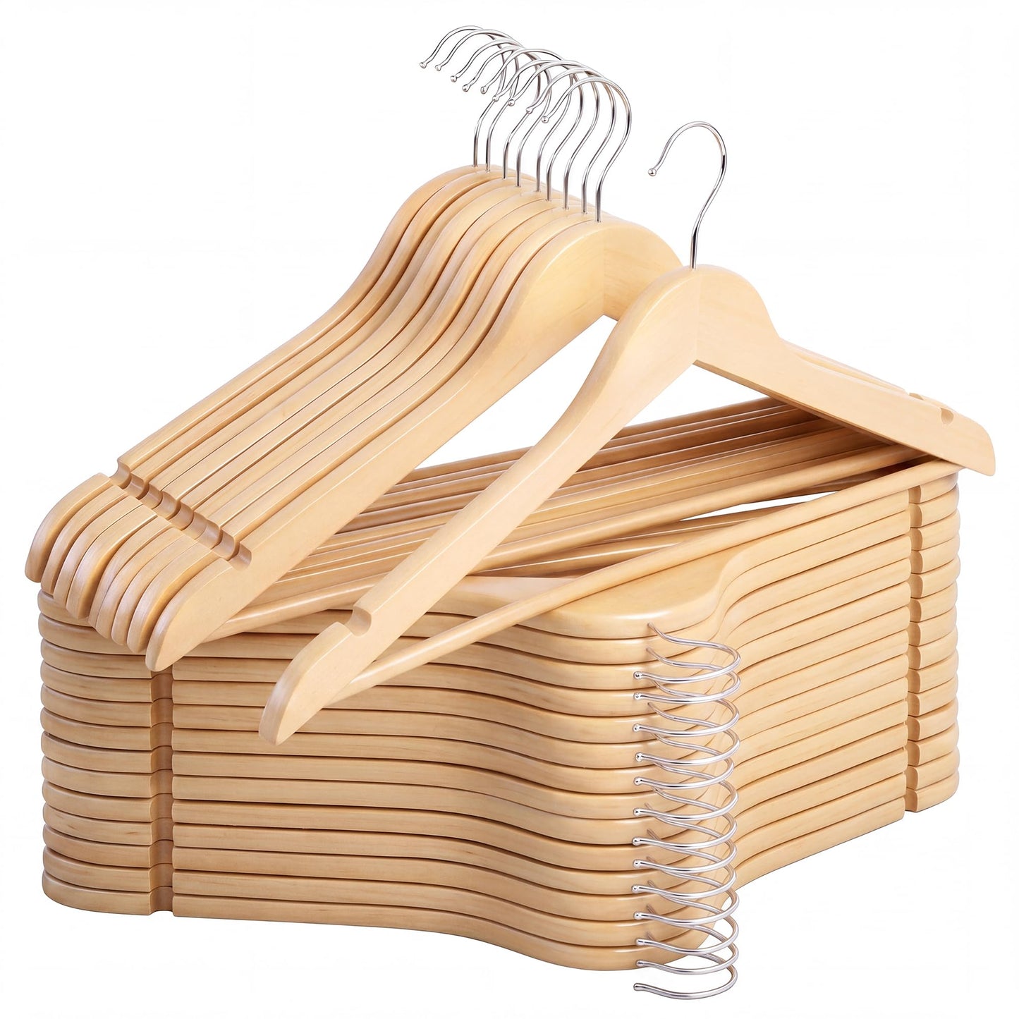 StorageWorks Wooden Hangers 30 Pack, Premium Natural Wood Hangers for Clothes, Coat Hangers Adult with 360 Degree Rotatory Hook