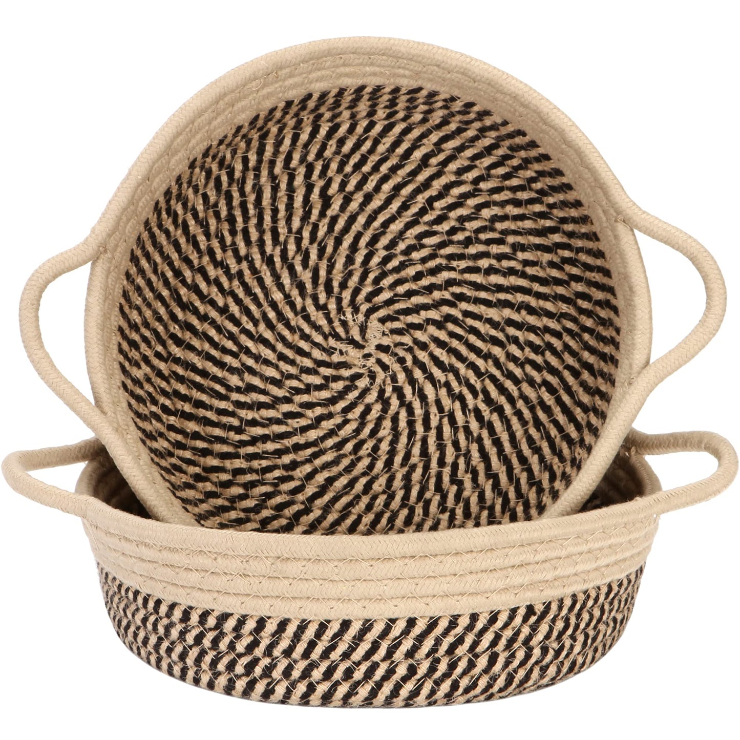 Sea Team 2 Pack Mottled Flaxen Khaki Cotton Rope Round Storage Trays