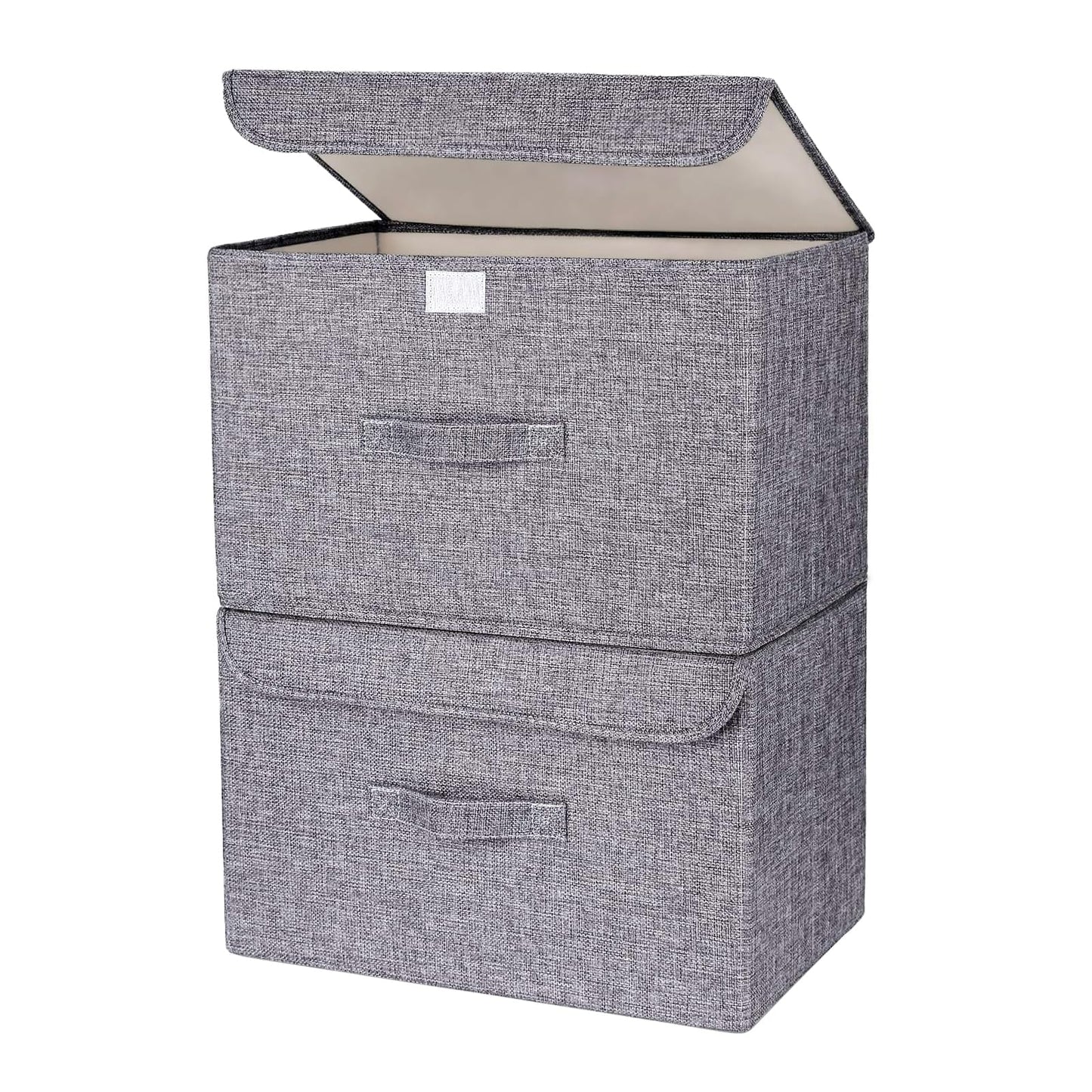 Homsorout Foldable Storage Boxes with Lids - Wardrobe Organiser Bin with Handle Fabric Basket Containers for Clothes, Book, Shelf, Office