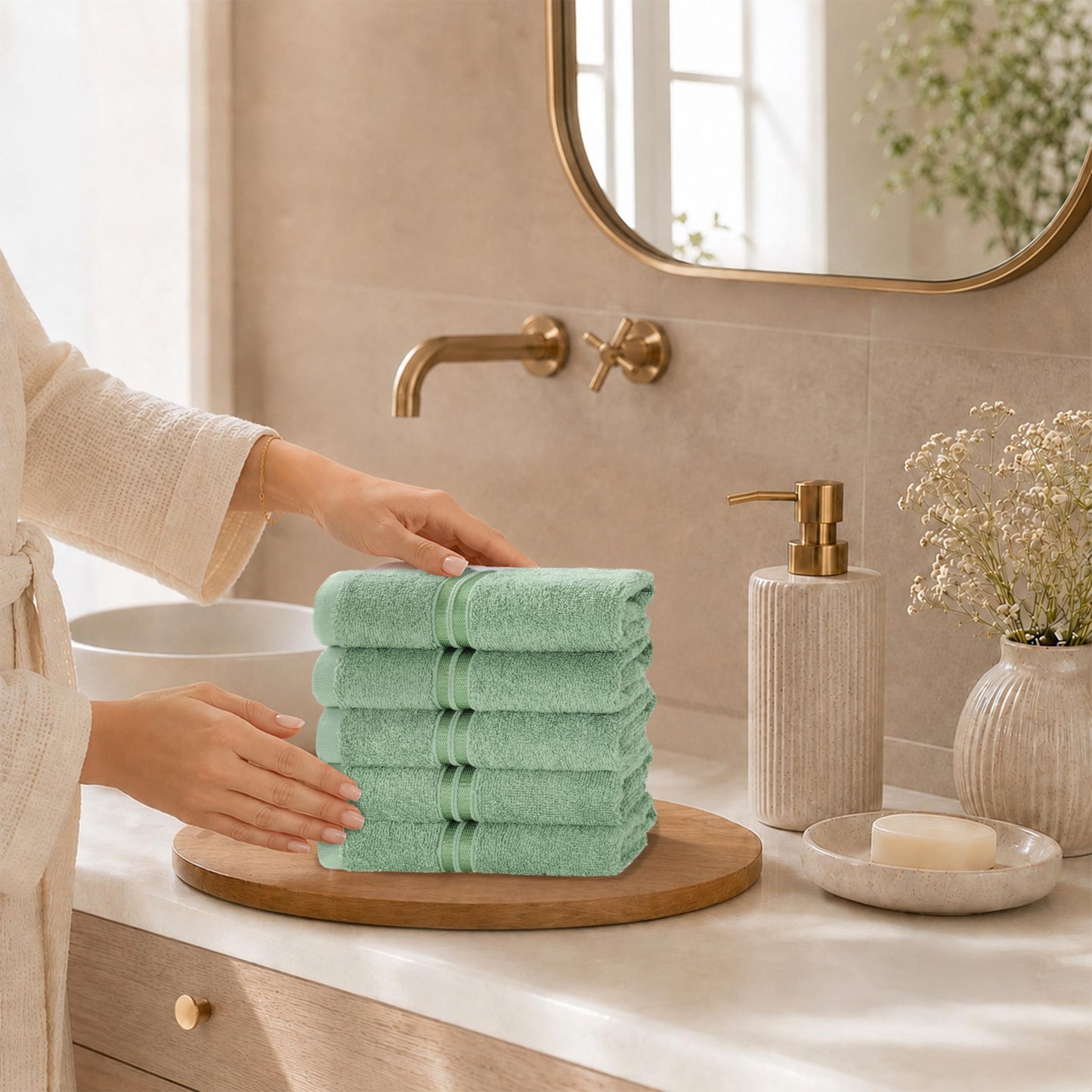Hammetex Guest Towels Set of 5 30 x 50 cm 100% Cotton Terry Cloth