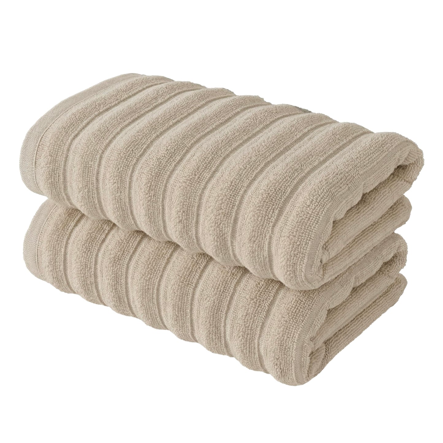 BERIBO Cloud Turkish Towel Set 100% Cotton 620gsm (Beige, 2 Hand Towels)