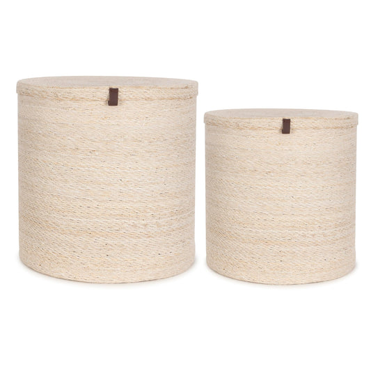 Olly & Rose Large Storage and Laundry Baskets Bleached Off-White - Set 2 45cm and 35cm Diameter