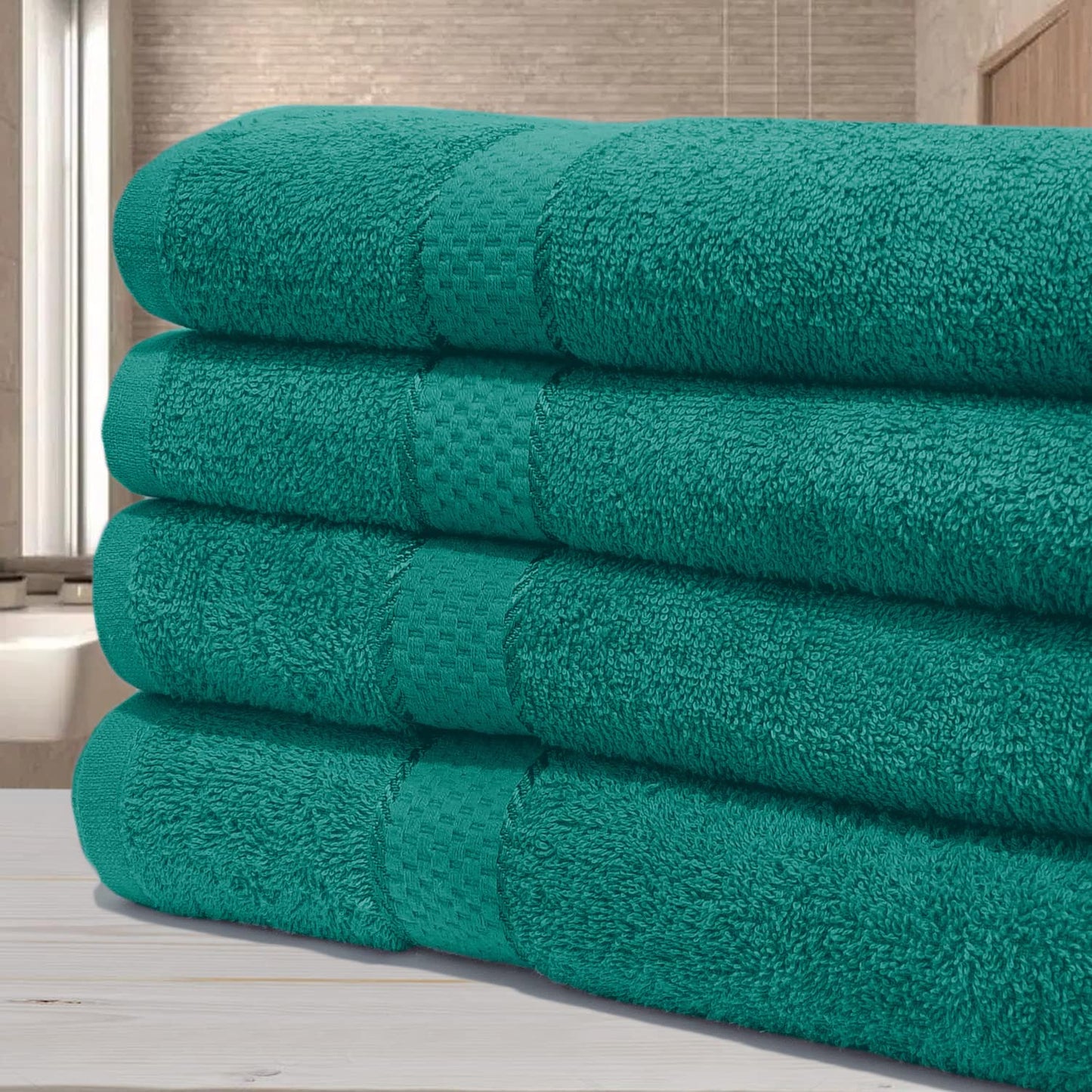 Casabella Luxury Pack Of 4 Bath Sheet 100% Egyptian Cotton Super Soft towel_Jade Green (4 Bath Sheet, Jade Green)
