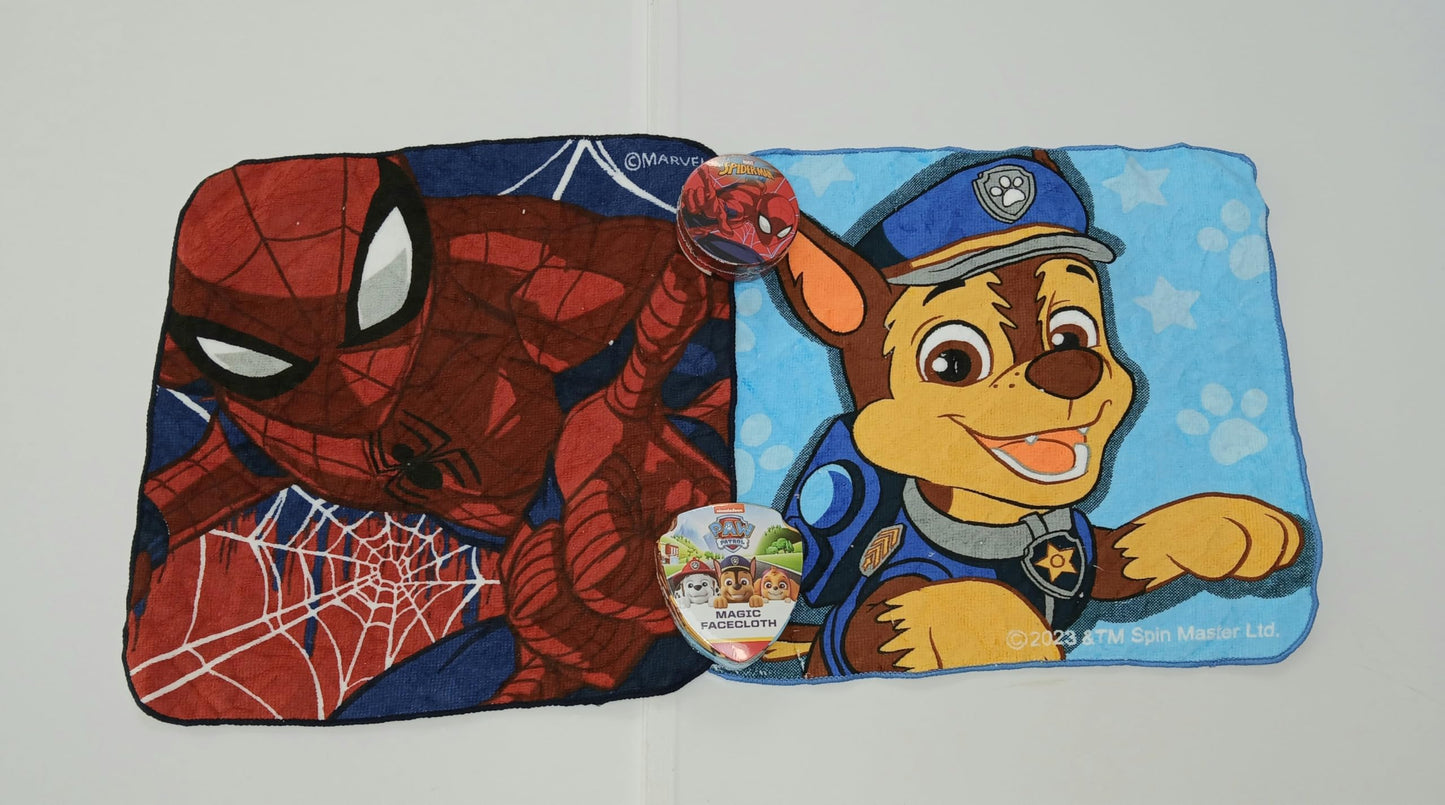 Lex's Linens Paw Patrol & Spidey 2 Pack Magic Facecloths