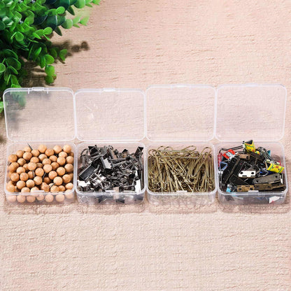 SATINIOR 12 Pack Clear Plastic Beads Storage Containers Box with Hinged Lid for Beads and More 2.9 x 2.9 x 1 Inch
